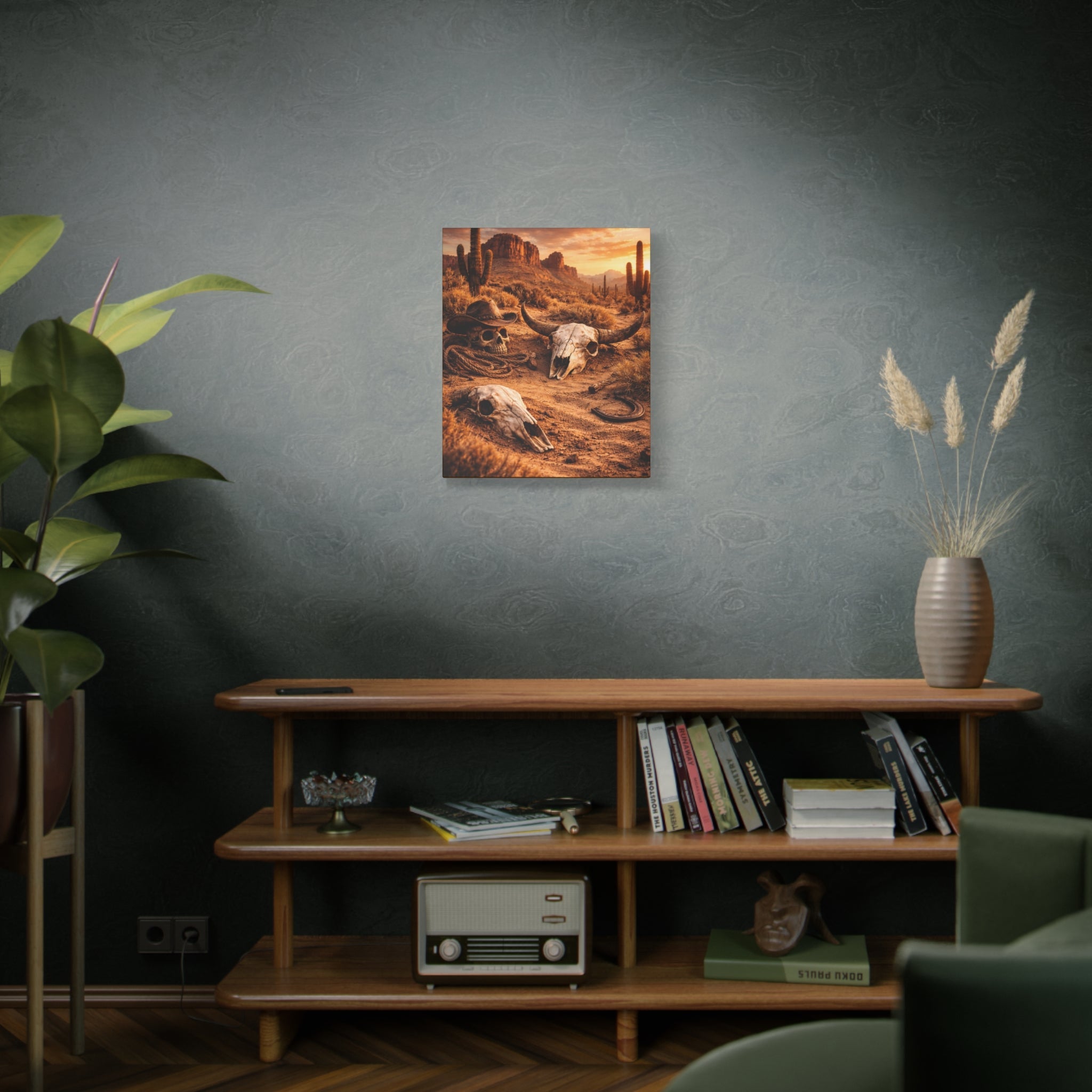 Desert Skull Canvas Art — Western Cowboy Rodeo Wall Decor