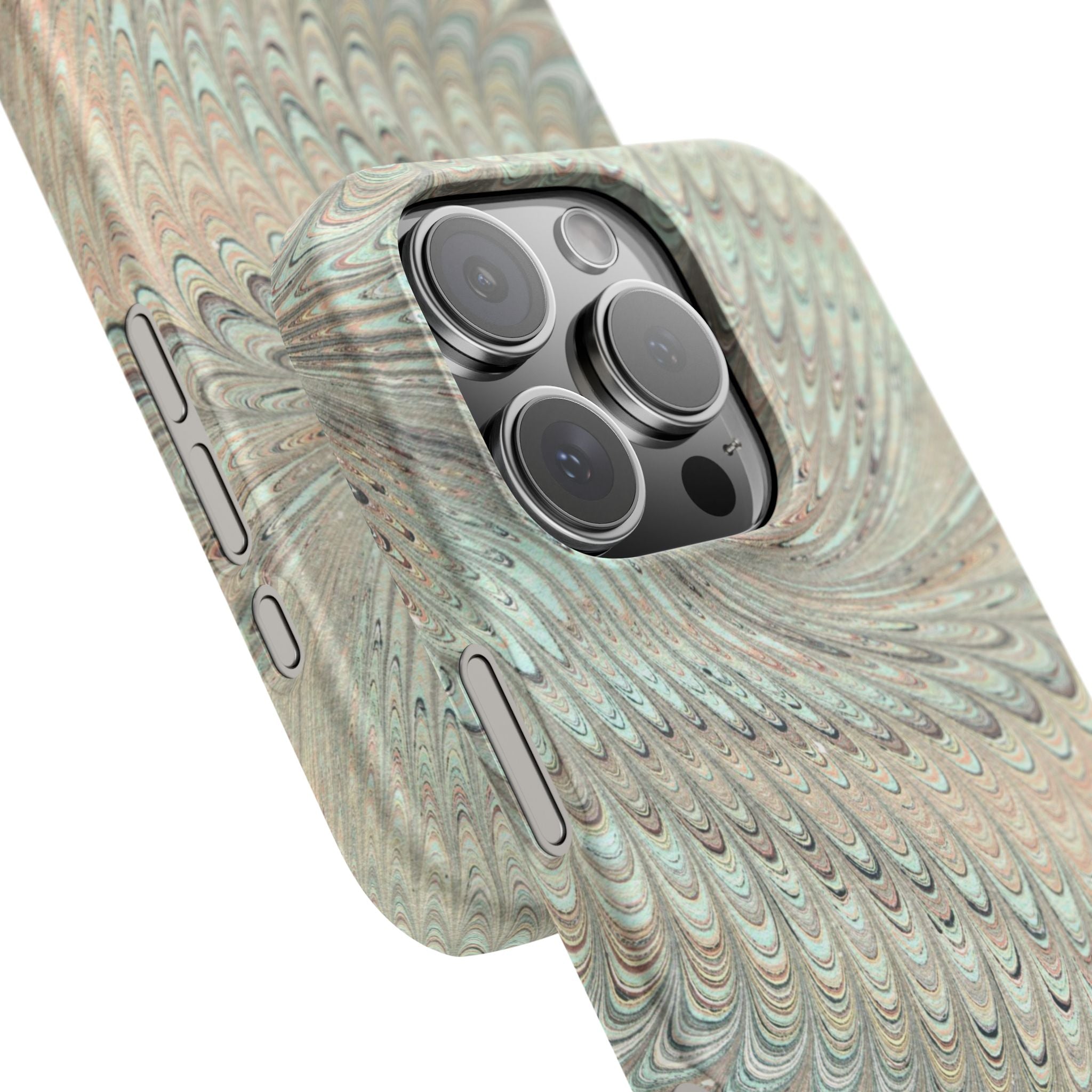 Mint Green + Beige - Marbled Swirl Phone Case - Single Layer Slim Case