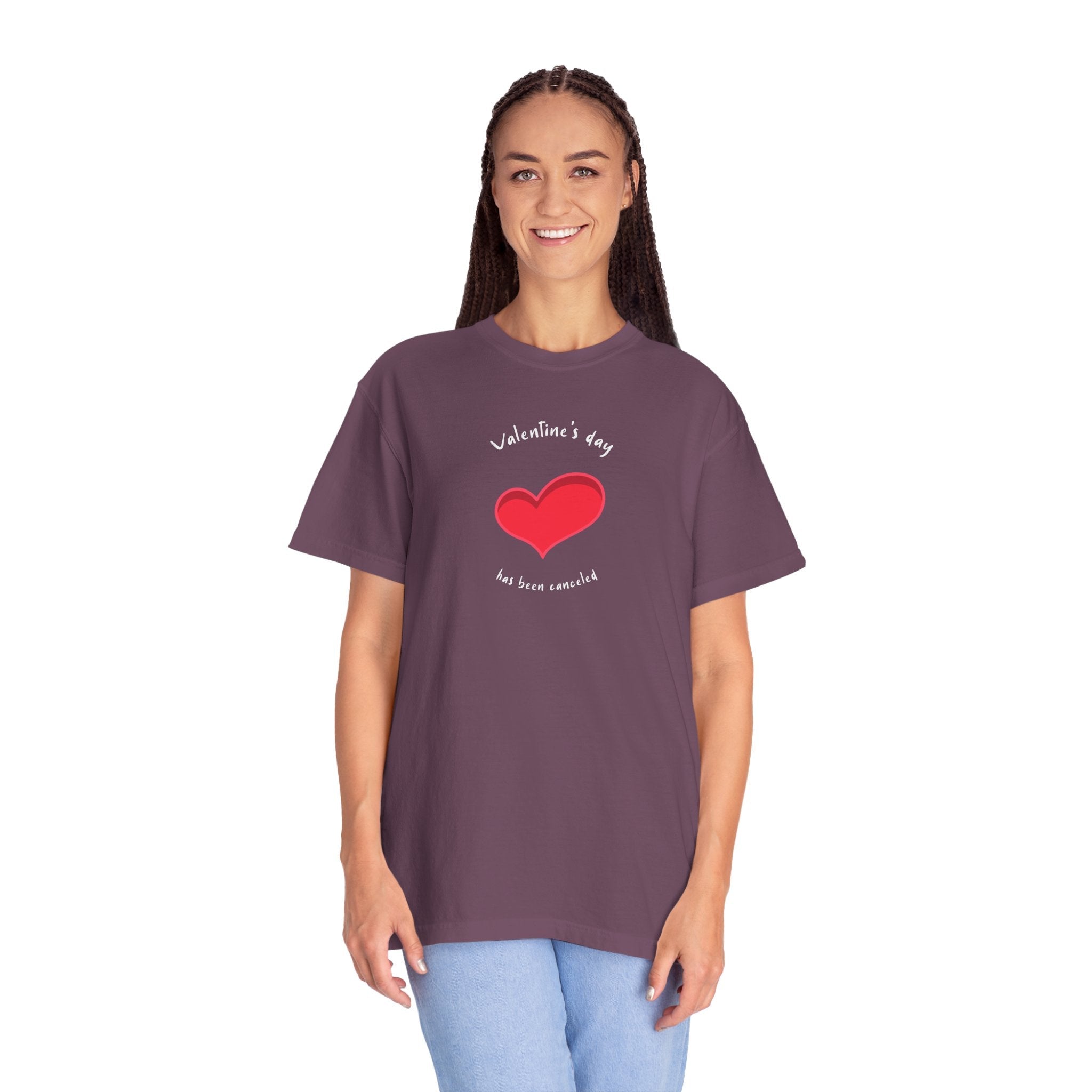 Anti Valentine's Day Cotton Tee - Garment Dyed Comfort - DipaliZ