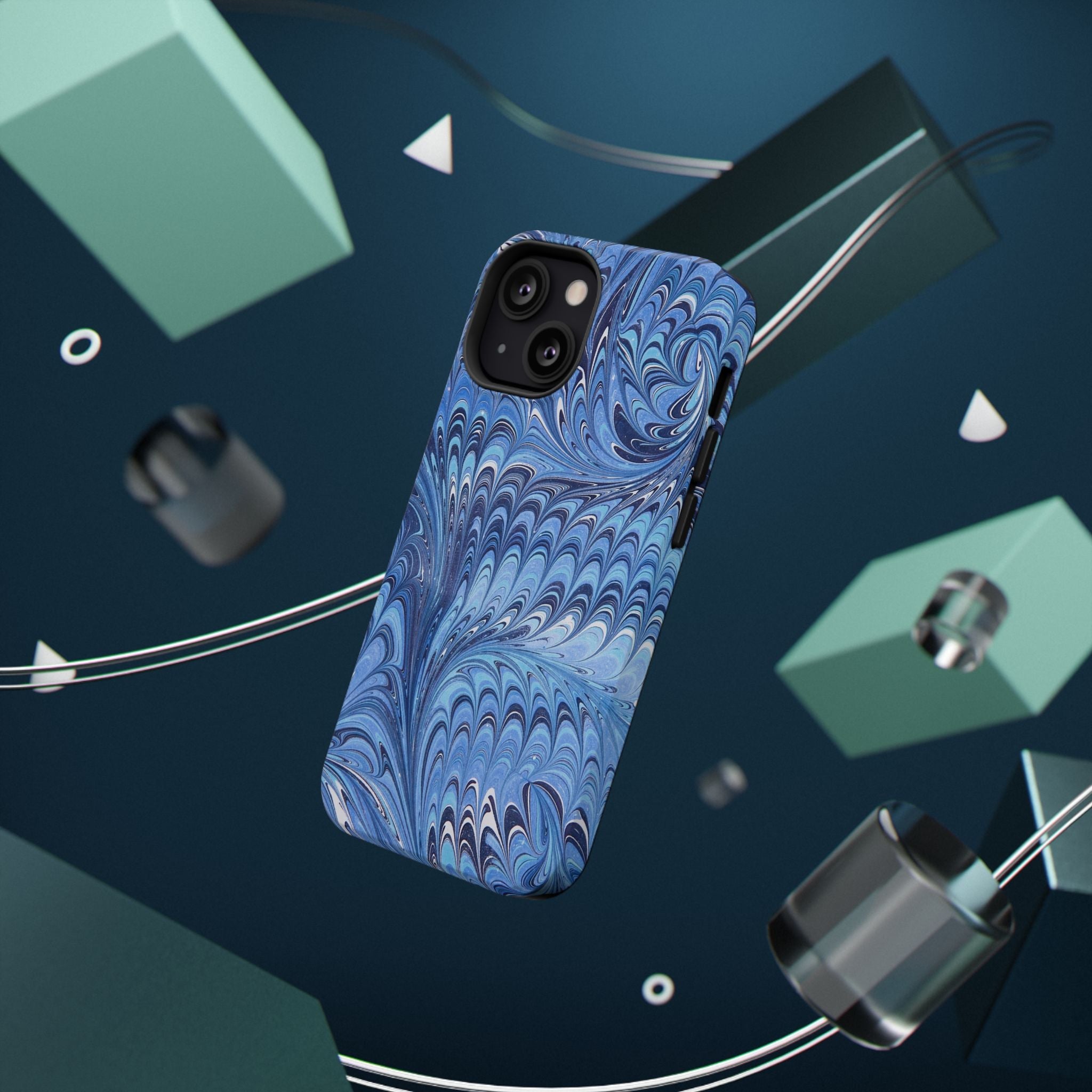Blue Marbled Swirl Phone Case - Dual Layer Case
