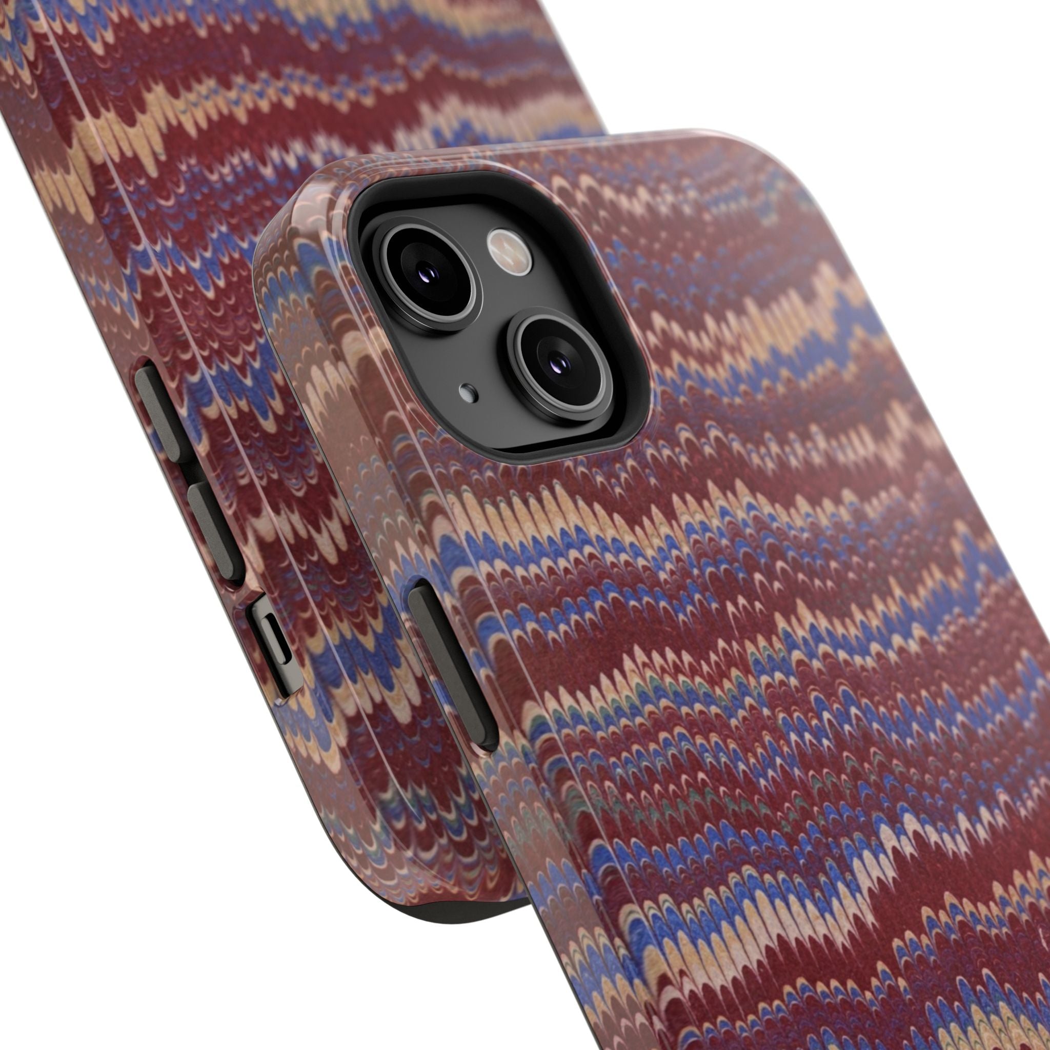 Burgundy and Blue Hues Italian Vintage Marble Design Phone Case for Apple + Samsung