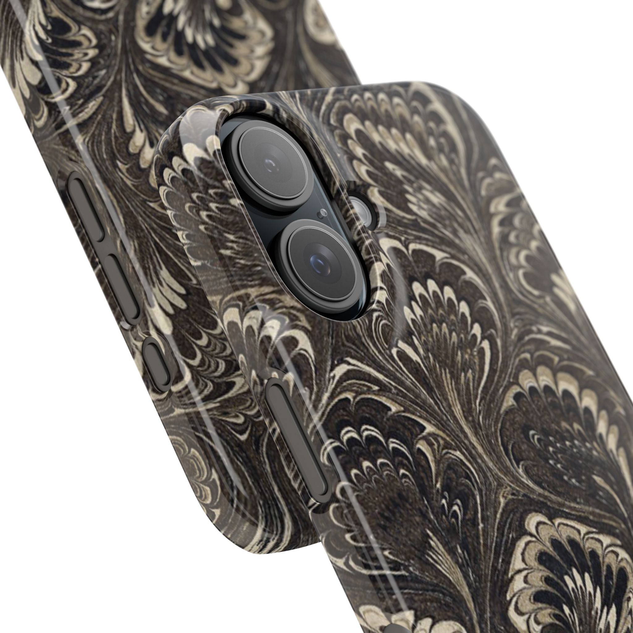 Black Italian Marble Design Slim iPhone 17 + all models Phone Cases
