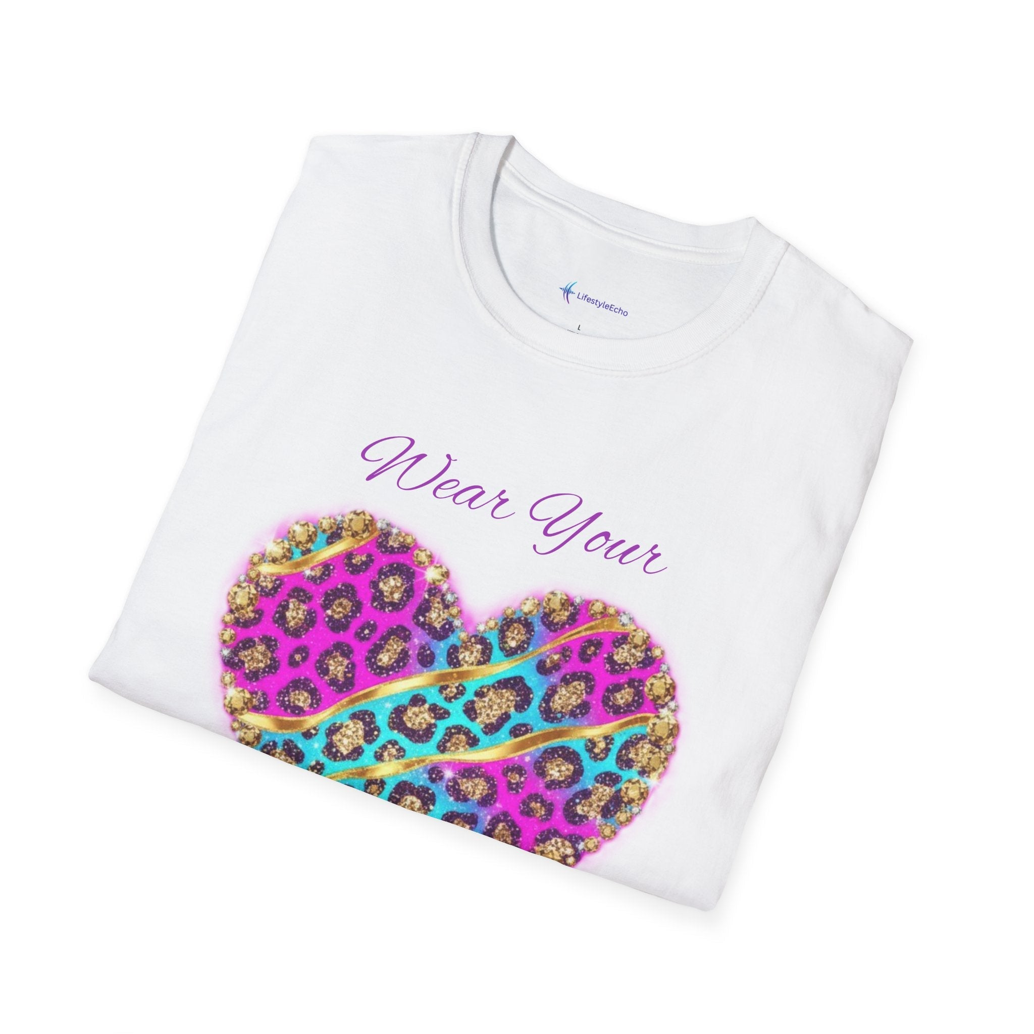 Heart Leopard Print T-Shirt - Wear Your Imagination - Colorful Animal Print Tee