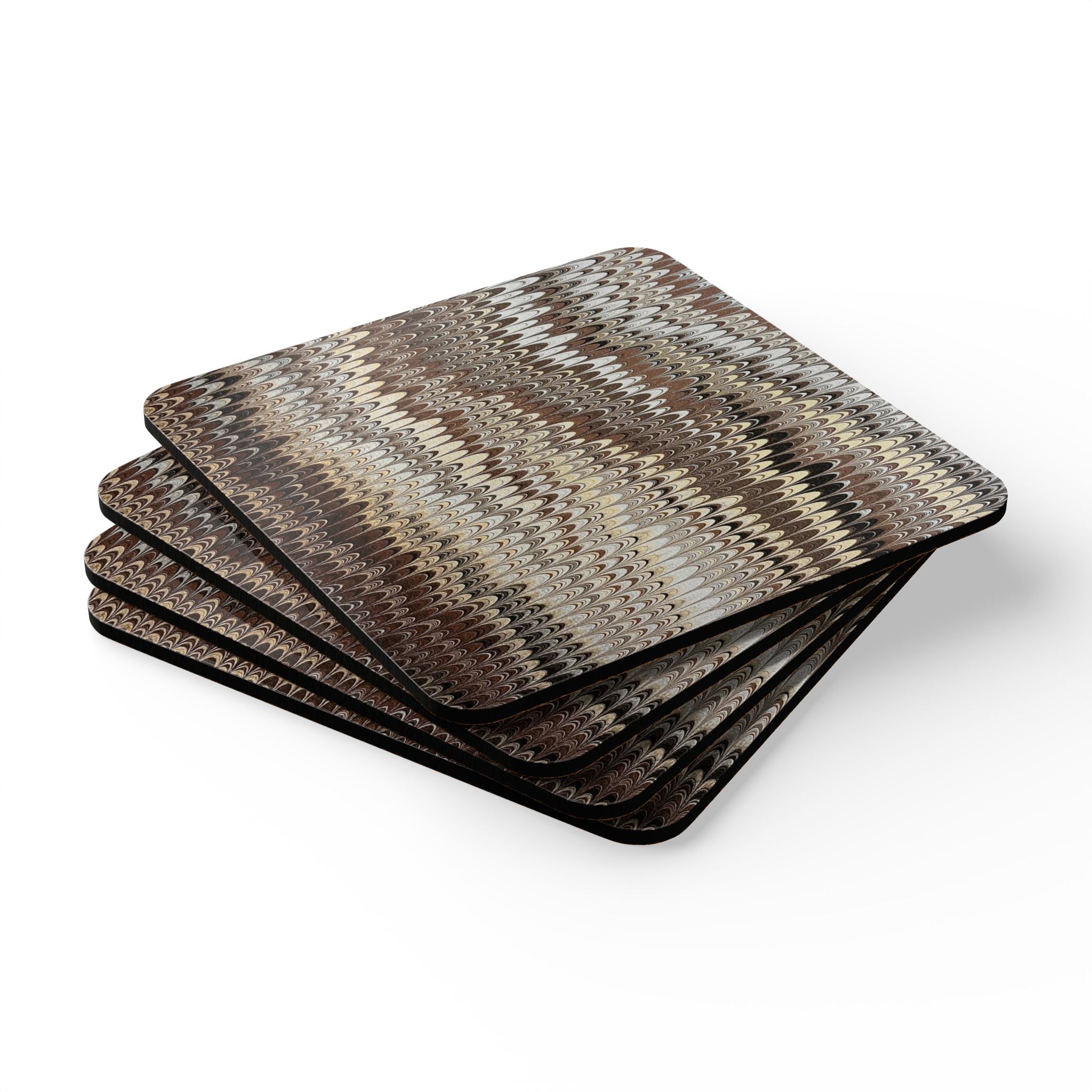 Neutral Beige Italian Marbled Cork Coaster Set, Drink Coasters (set of 4)