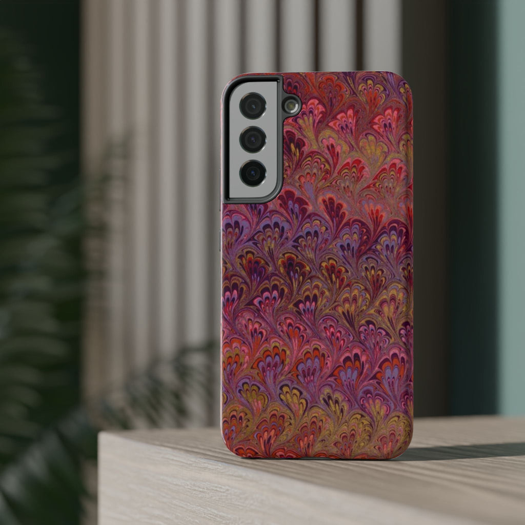 Red, Burgundy, Lavender Italian Peacock Feather Design Phone Case