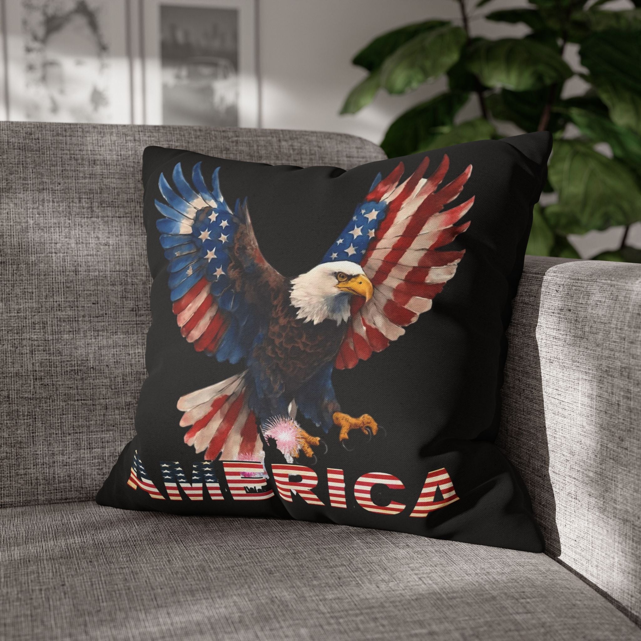 Patriotic Eagle Throw Pillowcase