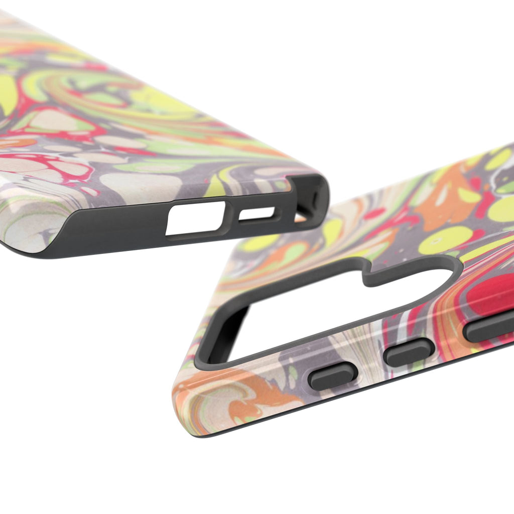 Yellow and Pink Swirl Marbled Italian Phone Case - Dual Layer - Matte or Glossy