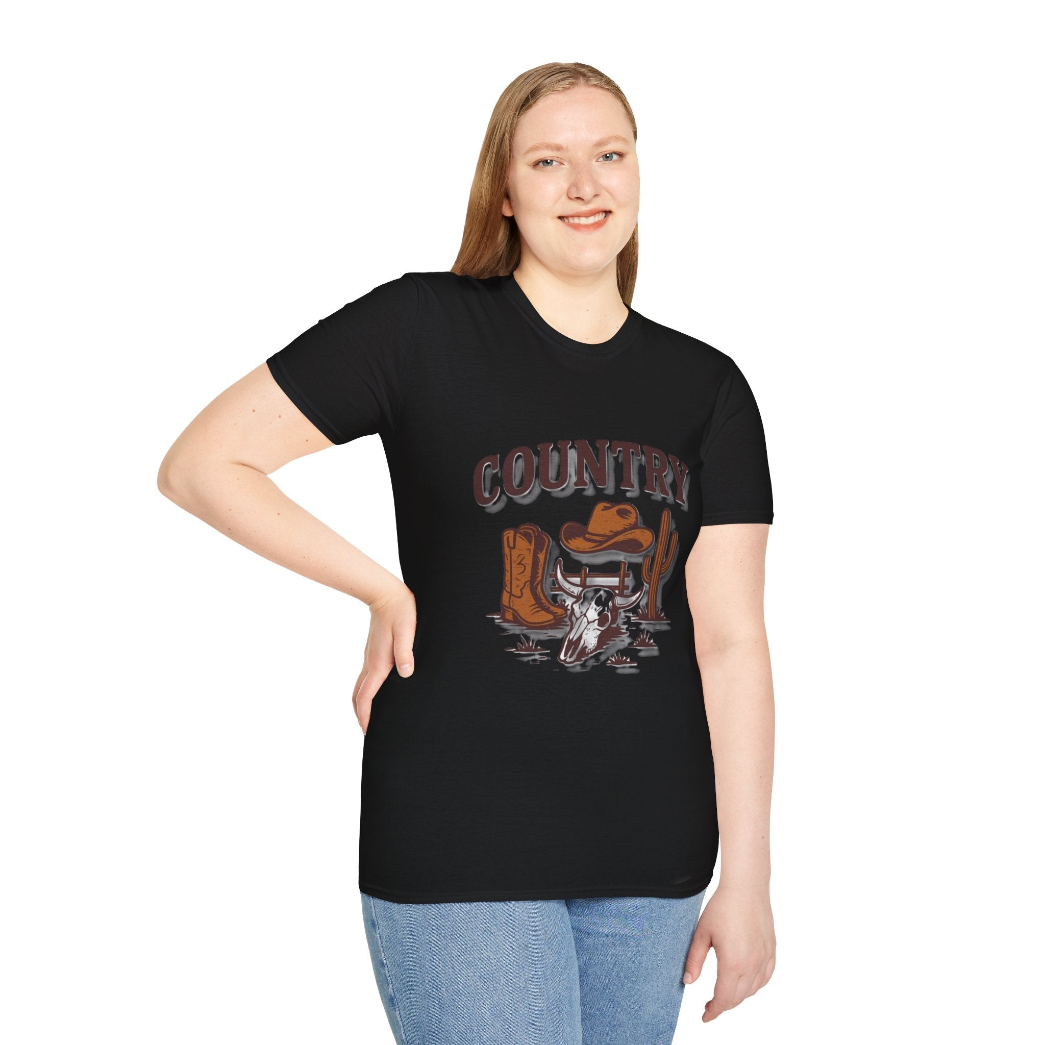 Country Western Skull Cowboy Boots T-Shirt | Cactus Ranch Rodeo