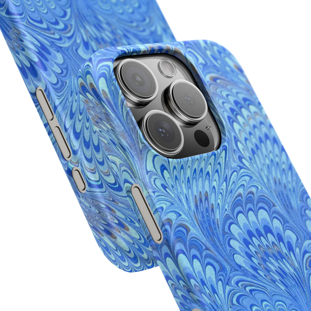 Marbled Feather Blue Swirl - Single Layer Slim Phone Case