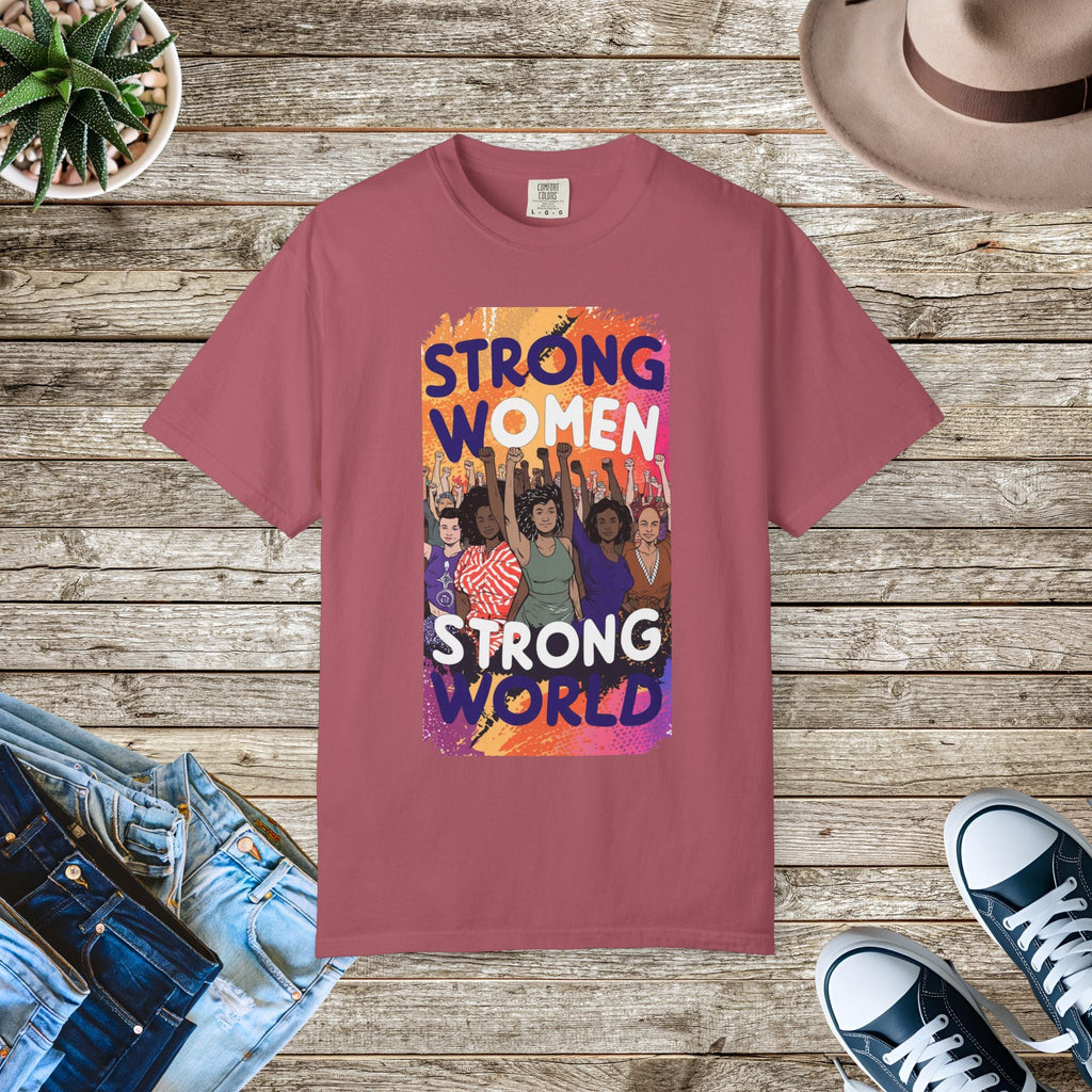 Strong Women Strong World Cotton Tee - Unisex Comfort - DipaliZ
