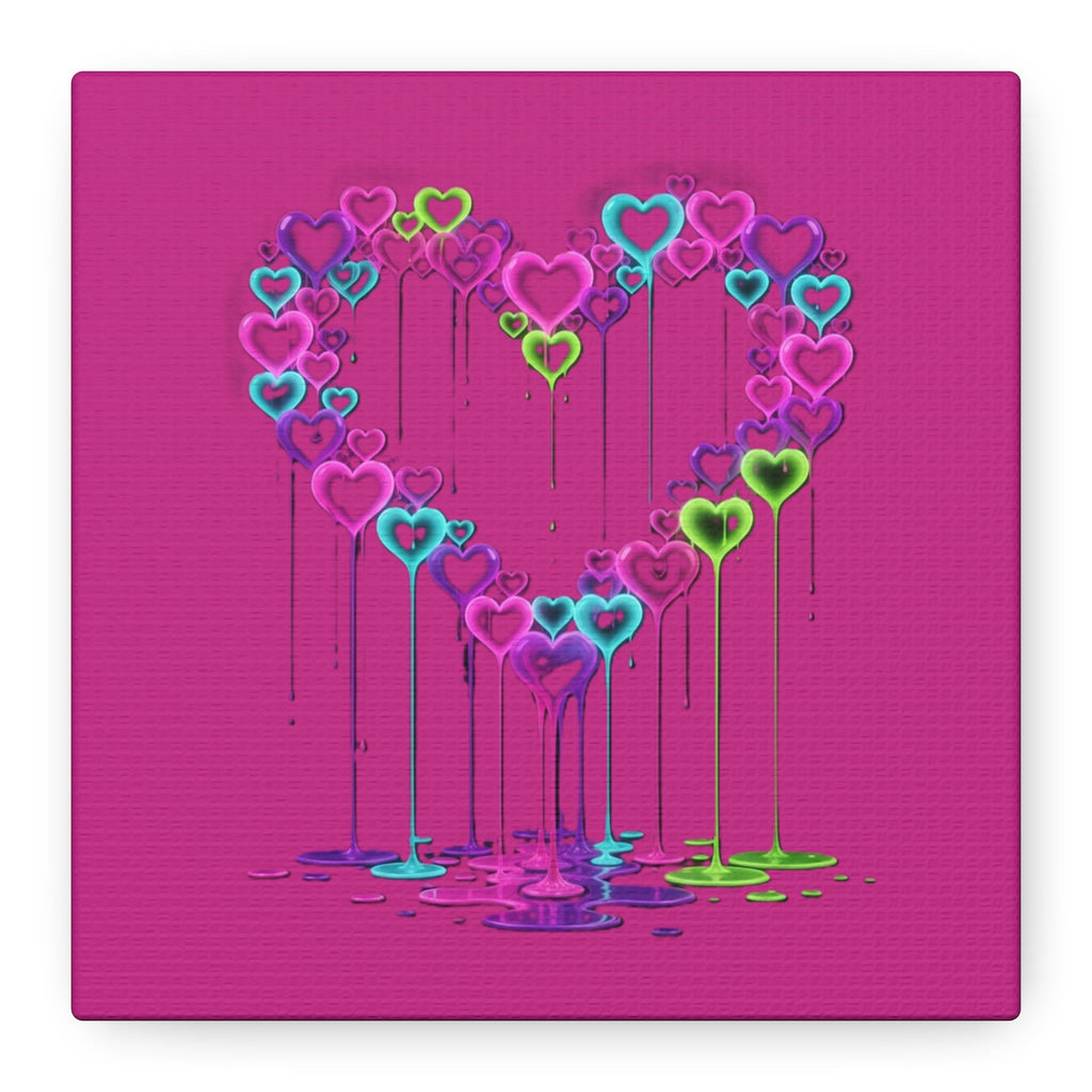 Dripping Neon Heart Canvas Art Valentines Decoration