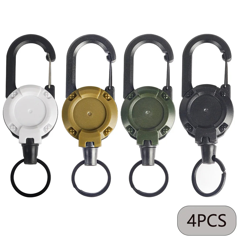 1/2/4pcs Retractable Keychain Badge Reels Heavy Duty Clip With Carabine