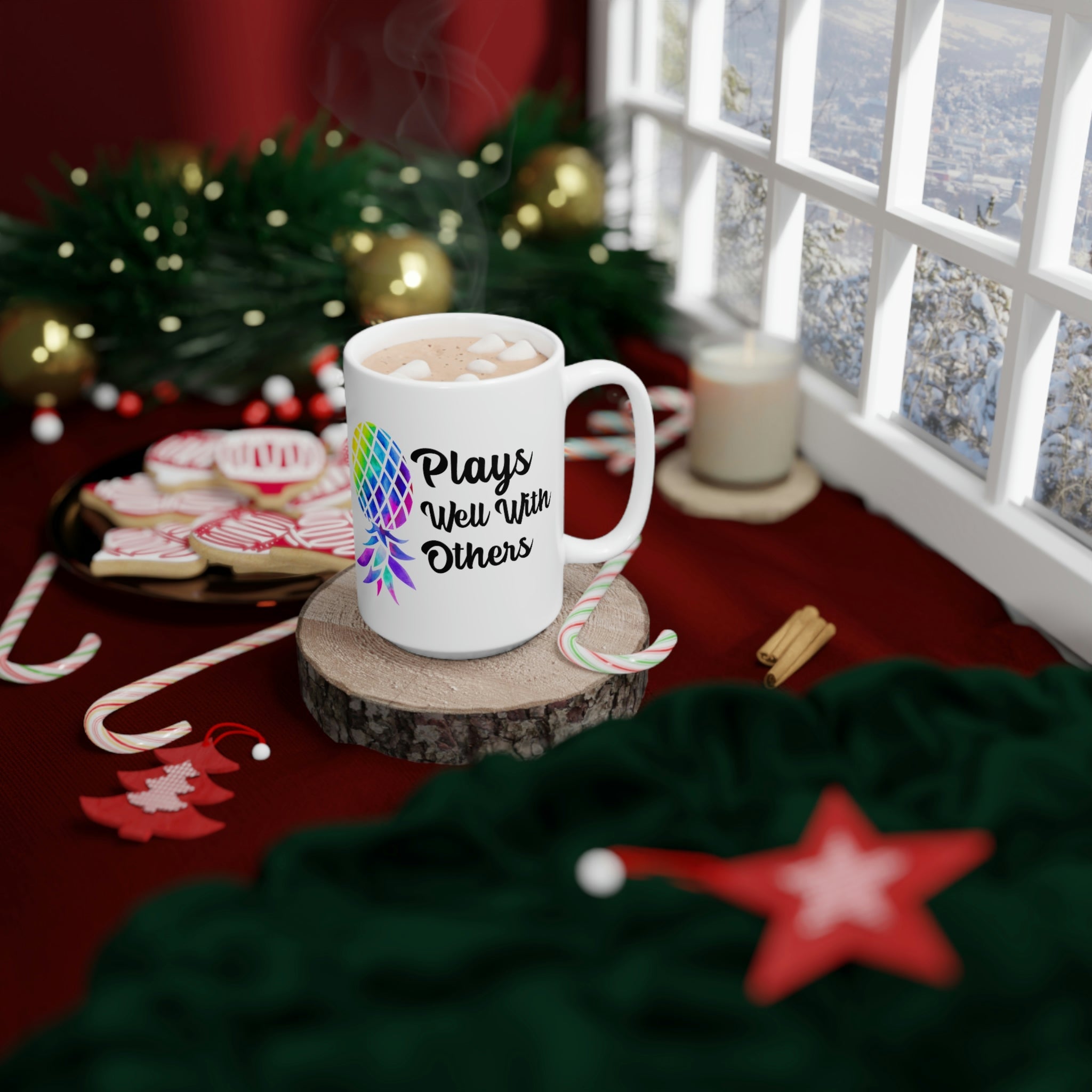 Upside Down Pineapple Plays Well With Others Swinger Mug