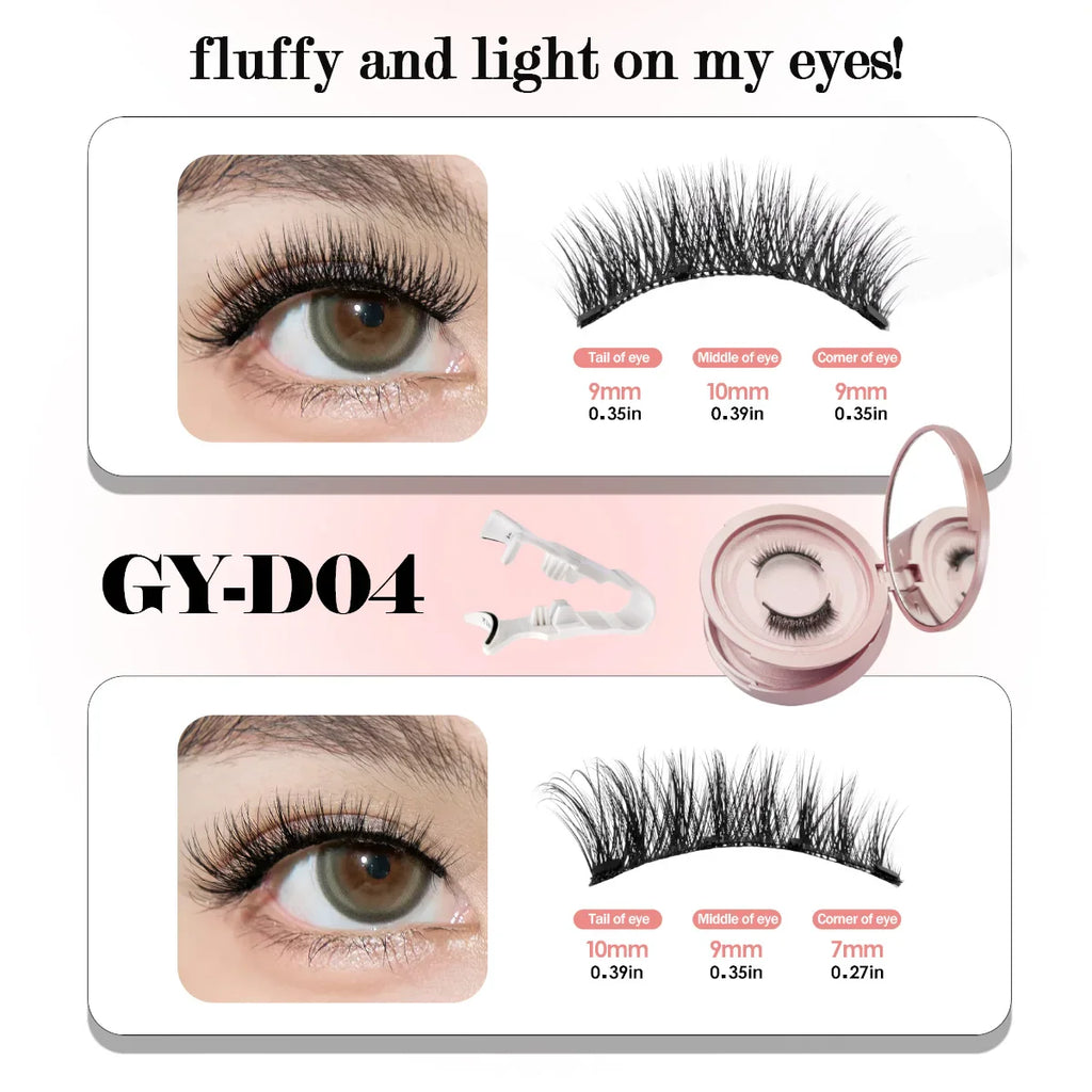 2 Pairs Magnetic Eyelash Natural Look Reusable Magnetic Eyelash Set with Applicator No Glue Needed