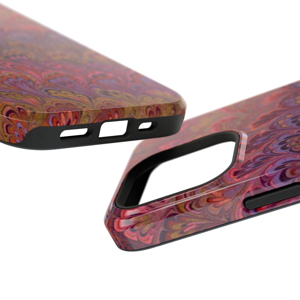 Red, Burgundy, Lavender Italian Peacock Feather Design Phone Case