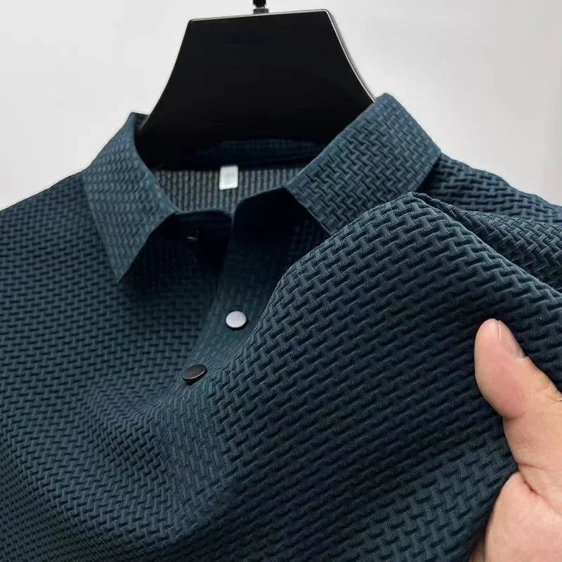 New Men’s Business Casual Bone Flower Polo – Effortless Style, All-Day Comfort