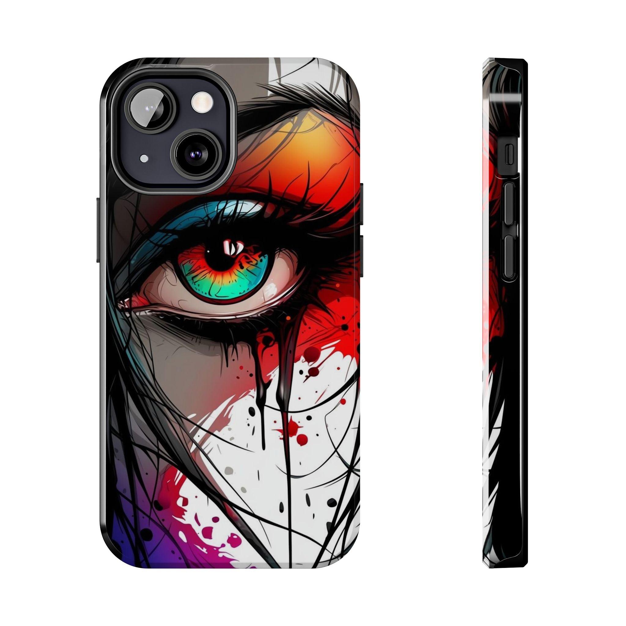 Girl Colorful Eye Painted Printed Tough Phone Case for iPhone & Samsung Galaxy - Artistic & Vibrant Design