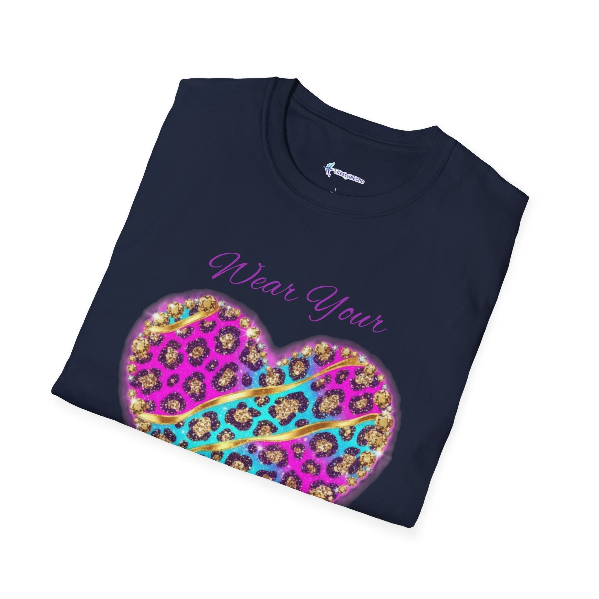 Heart Leopard Print T-Shirt - Wear Your Imagination - Colorful Animal Print Tee