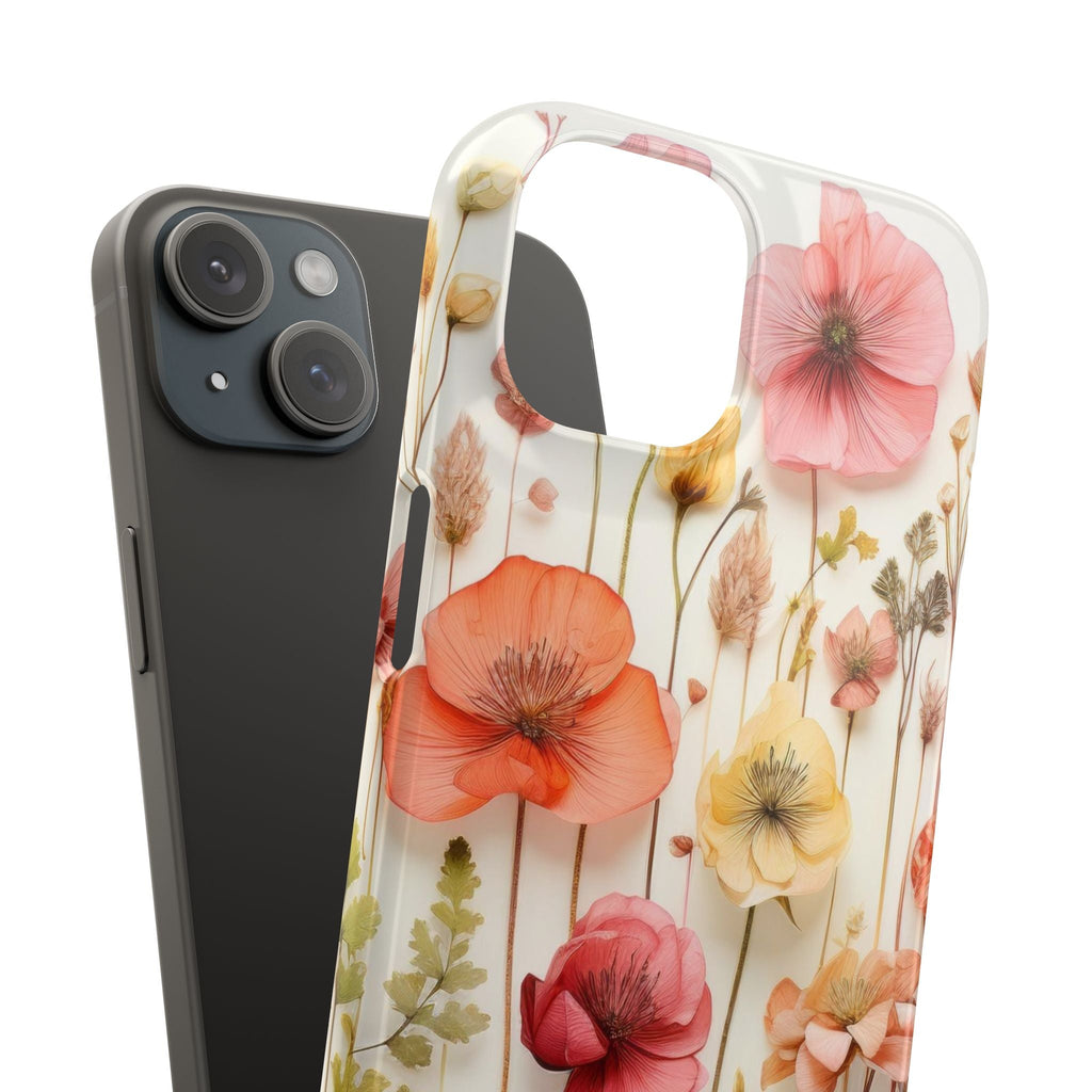 Pink Floral Pressed Flowers - Slim Case