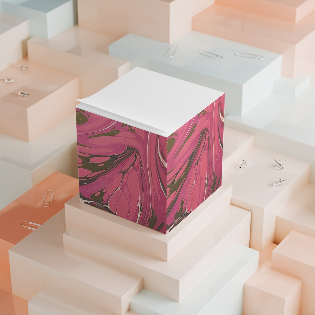 Italian Marbled Pink Note Cube, Decorative Note Block