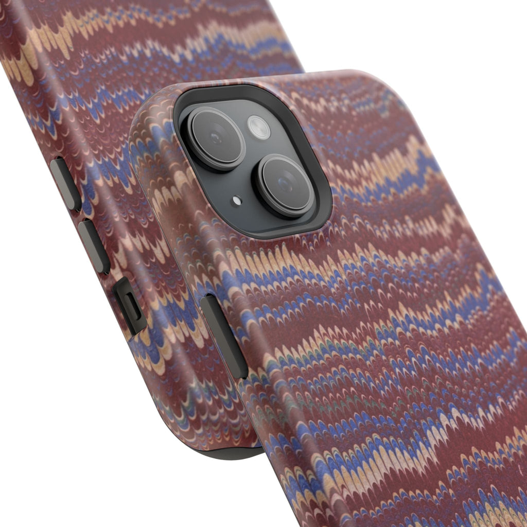 Burgundy and Blue Hues Italian Vintage Marble Design Phone Case for Apple + Samsung