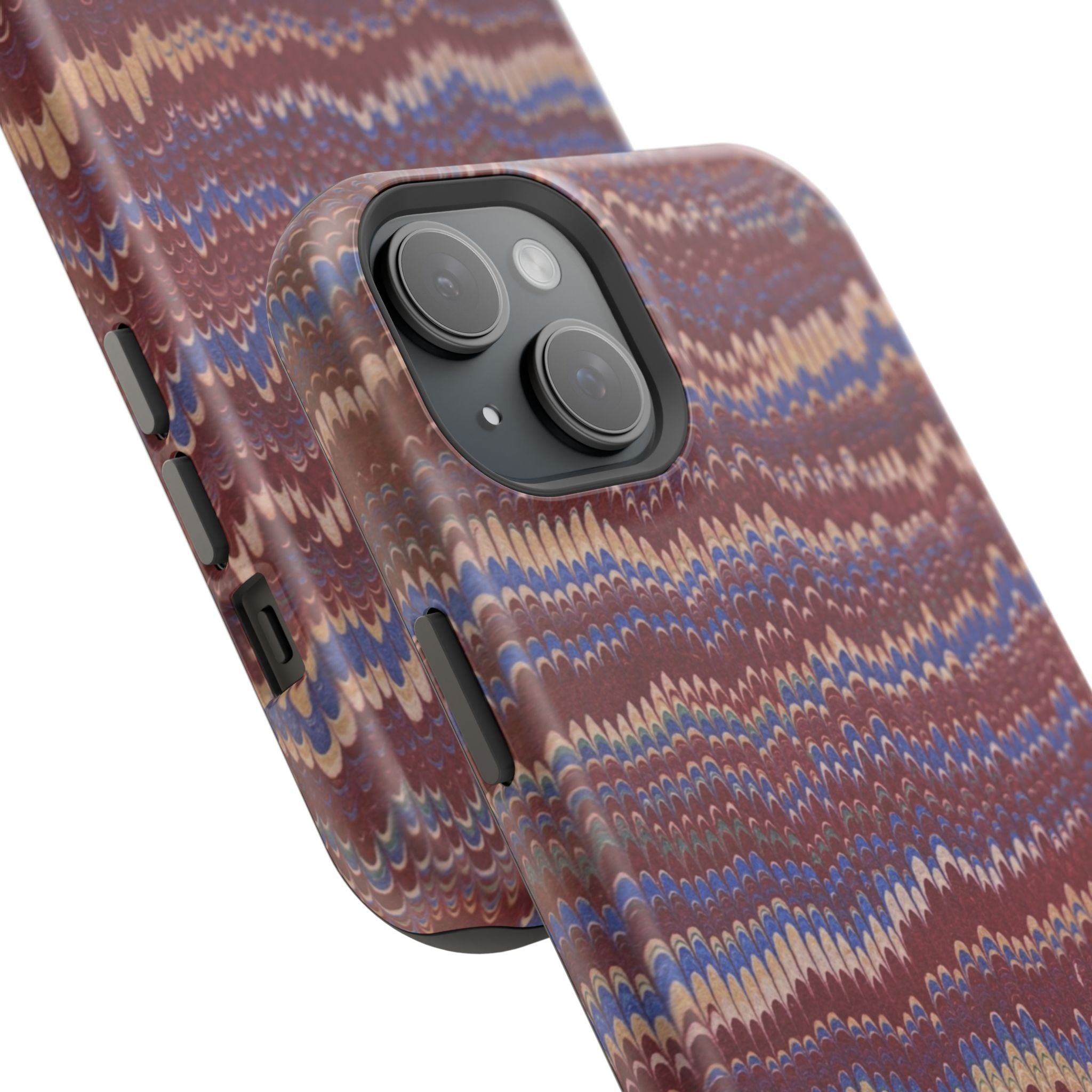 Burgundy and Blue Hues Italian Vintage Marble Design Phone Case for Apple + Samsung