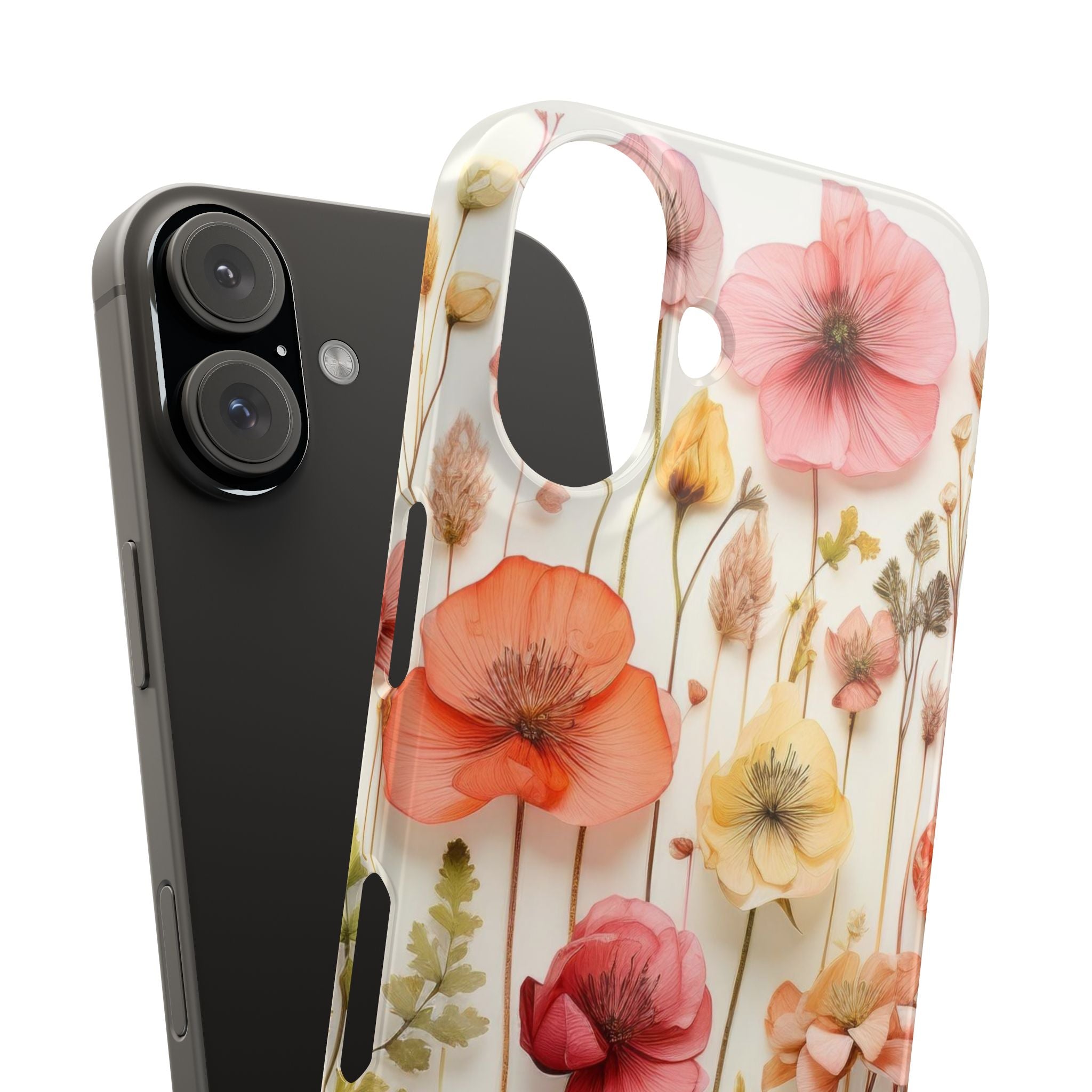 Pink Floral Pressed Flowers - Slim Case