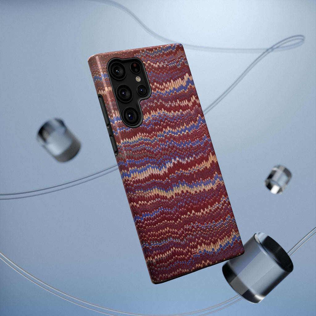Burgundy and Blue Hues Italian Vintage Marble Design Phone Case for Apple + Samsung