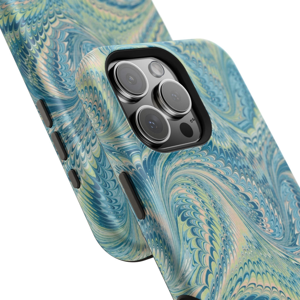 Aqua + Green Marble Phone Case - Impact-Resistant MAG SAFE - Dual Cover Design