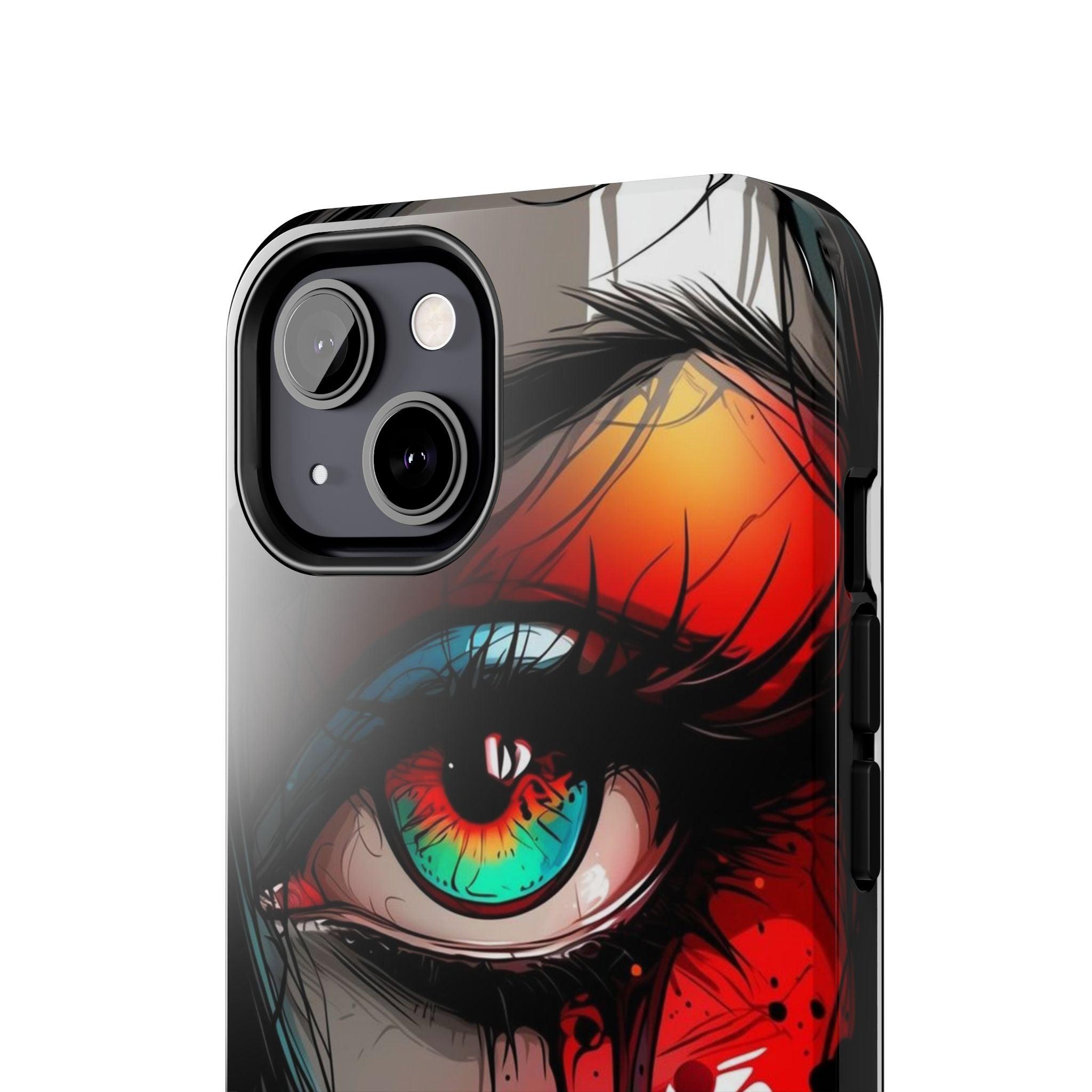 Girl Colorful Eye Painted Printed Tough Phone Case for iPhone & Samsung Galaxy - Artistic & Vibrant Design