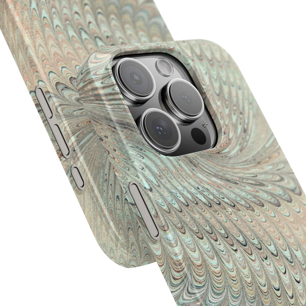 Mint Green + Beige - Marbled Swirl Phone Case - Single Layer Slim Case