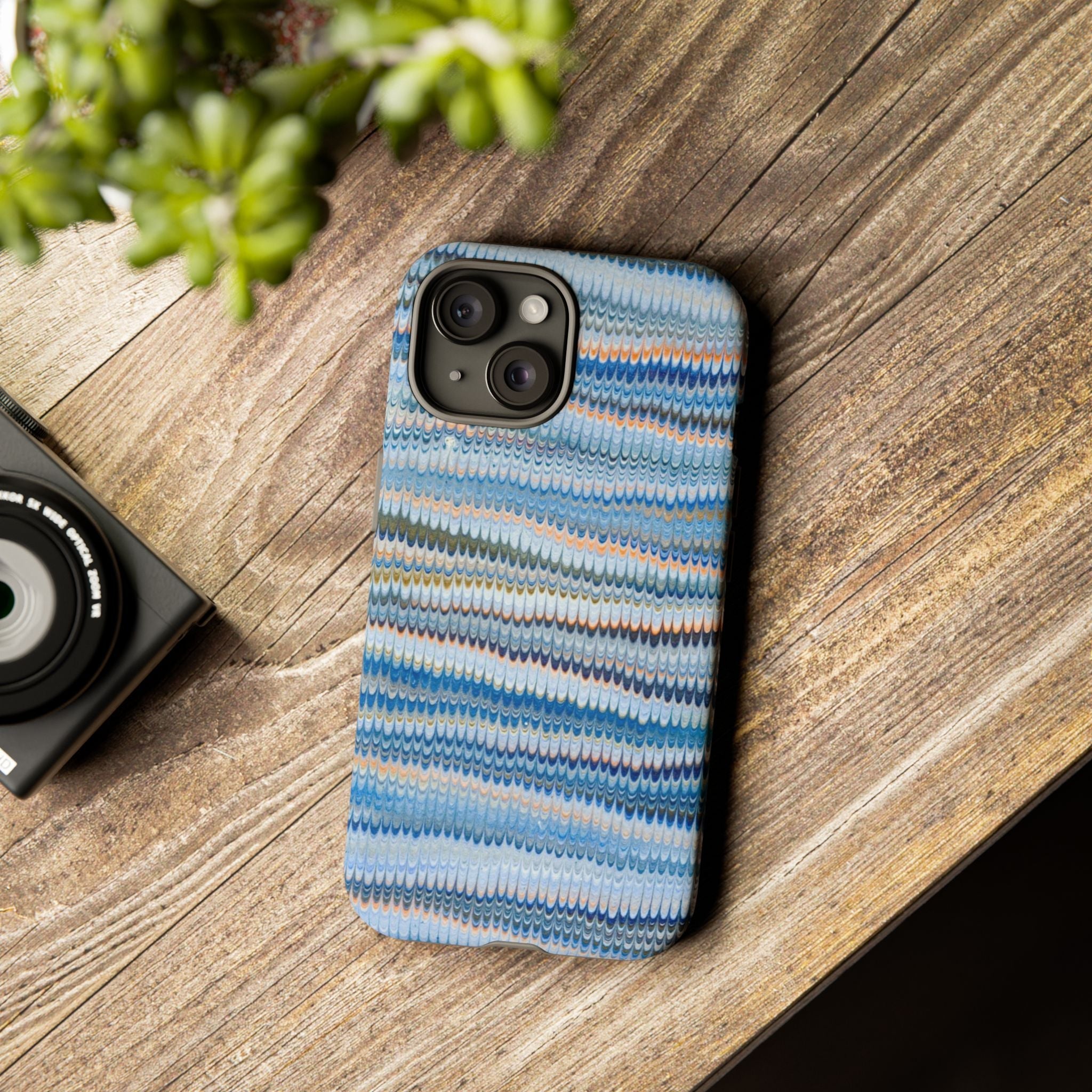 Blue Marbled Phone Cases iPhone 16 + Samsung + Apple + Google - all models, Vintage Marbled Design - Tough Cases