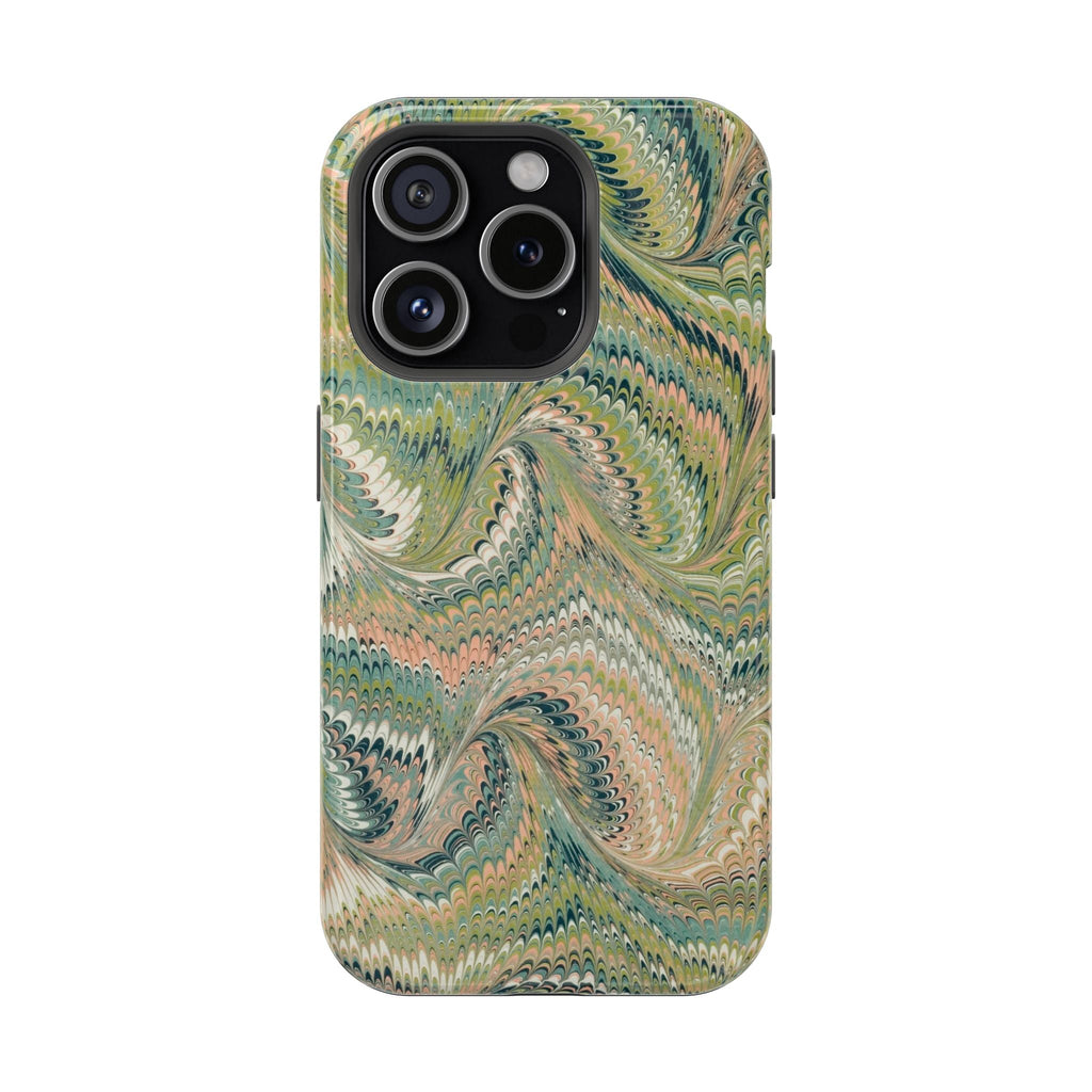 Green Pastel Italian Marble Design Magnetic MAG SAFE High Impact iPhone Cases