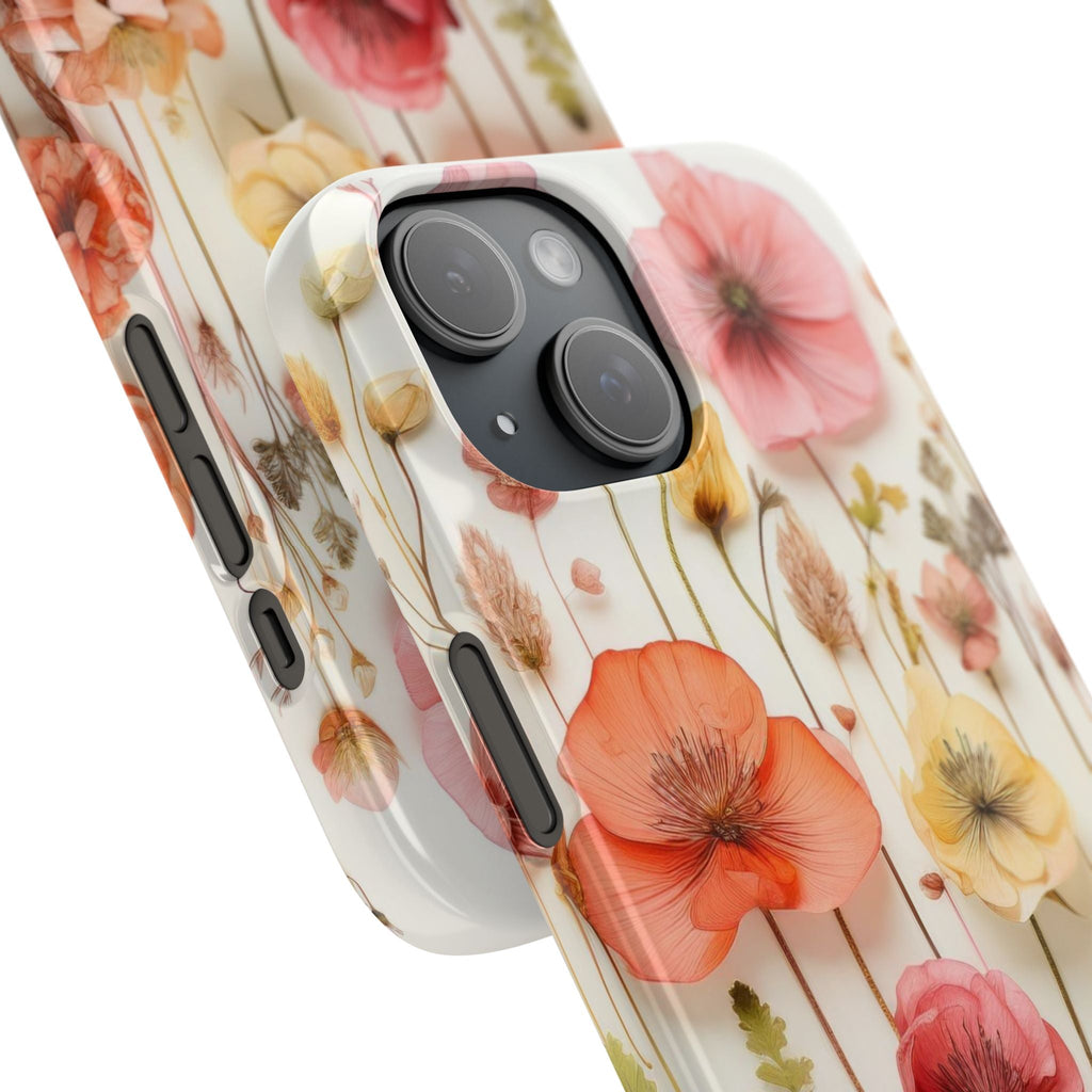 Pink Floral Pressed Flowers - Slim Case