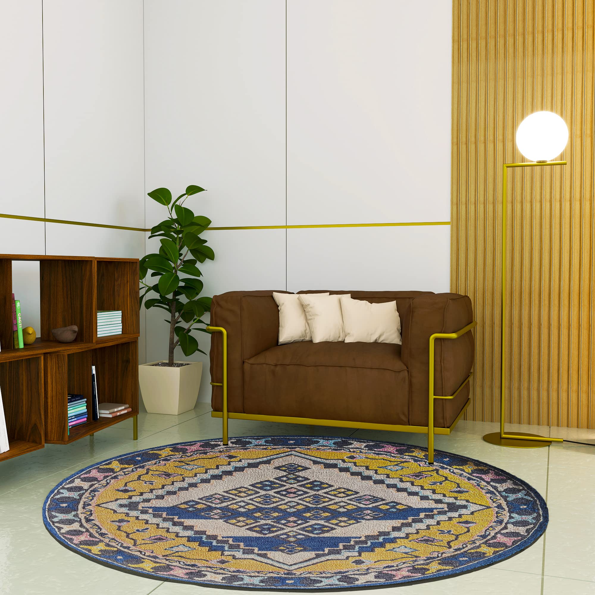 Premium Hand-Tufted Rug Made of 100% Wool  - Tatar Folk - 5x5 Feet