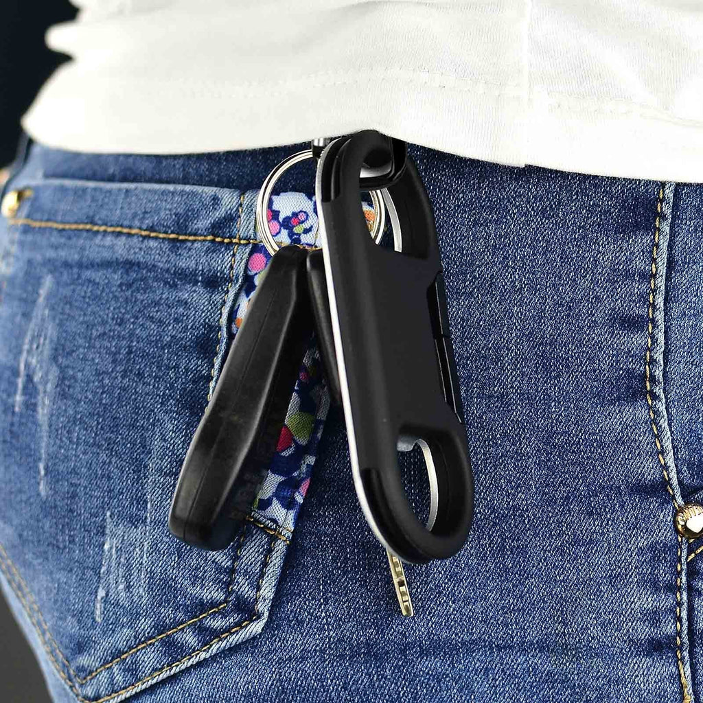 iPhone Lightning Keychain Charging Cable — Carabiner Bottle Opener Short Cable Gift, Black