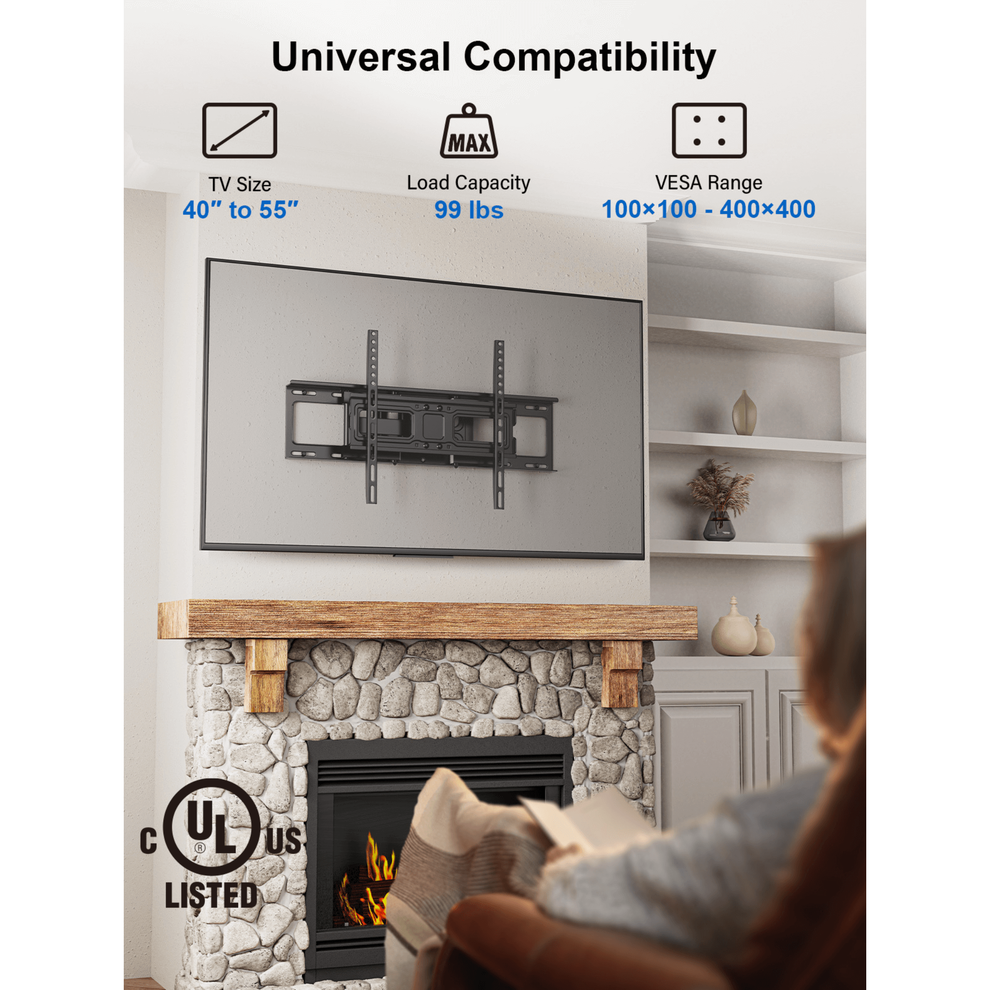 ErgoAV Motion Mount with Dual Arms for TVs 40" to 55"