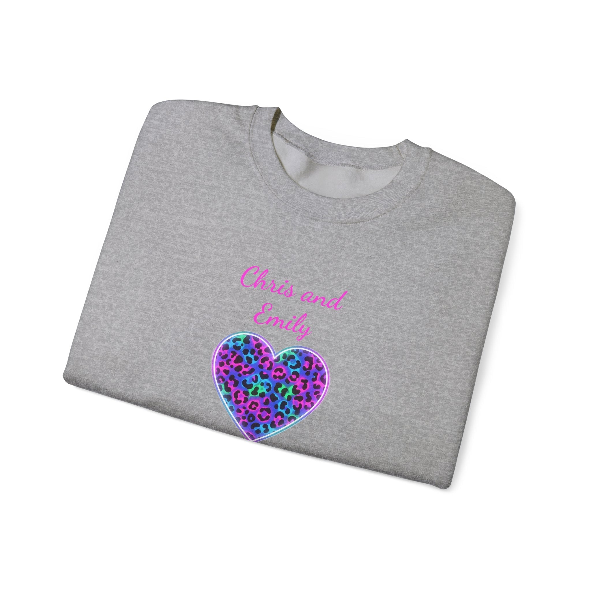 Personalized Heart Crewneck Sweatshirt - Customizable Couple Pullover