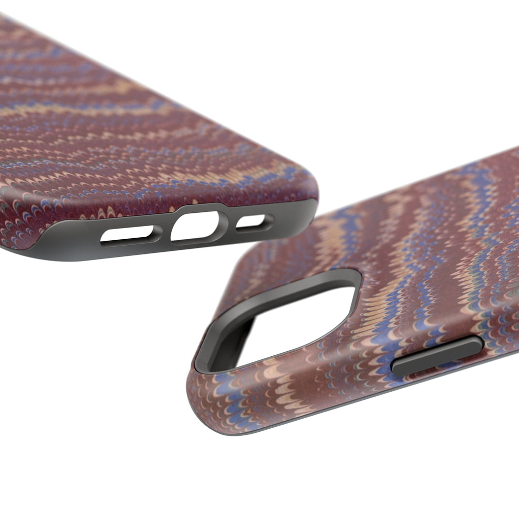 Burgundy and Blue Hues Italian Vintage Marble Design Phone Case for Apple + Samsung