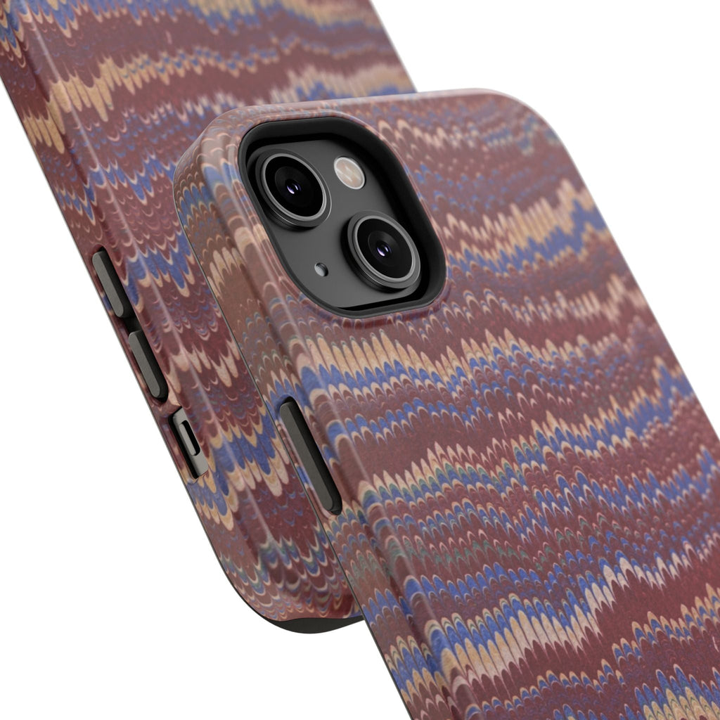 Burgundy and Blue Hues Italian Vintage Marble Design Phone Case for Apple + Samsung