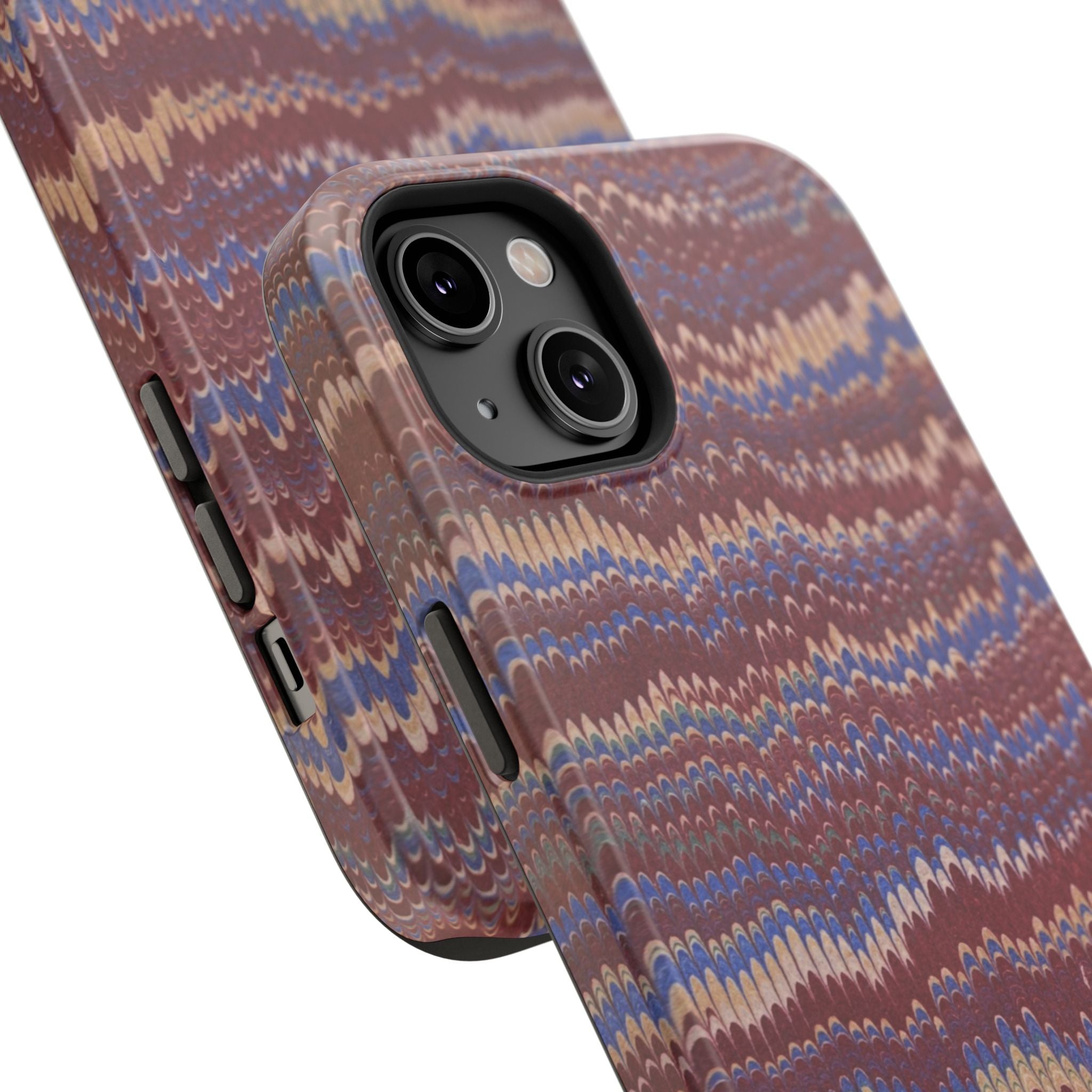 Burgundy and Blue Hues Italian Vintage Marble Design Phone Case for Apple + Samsung