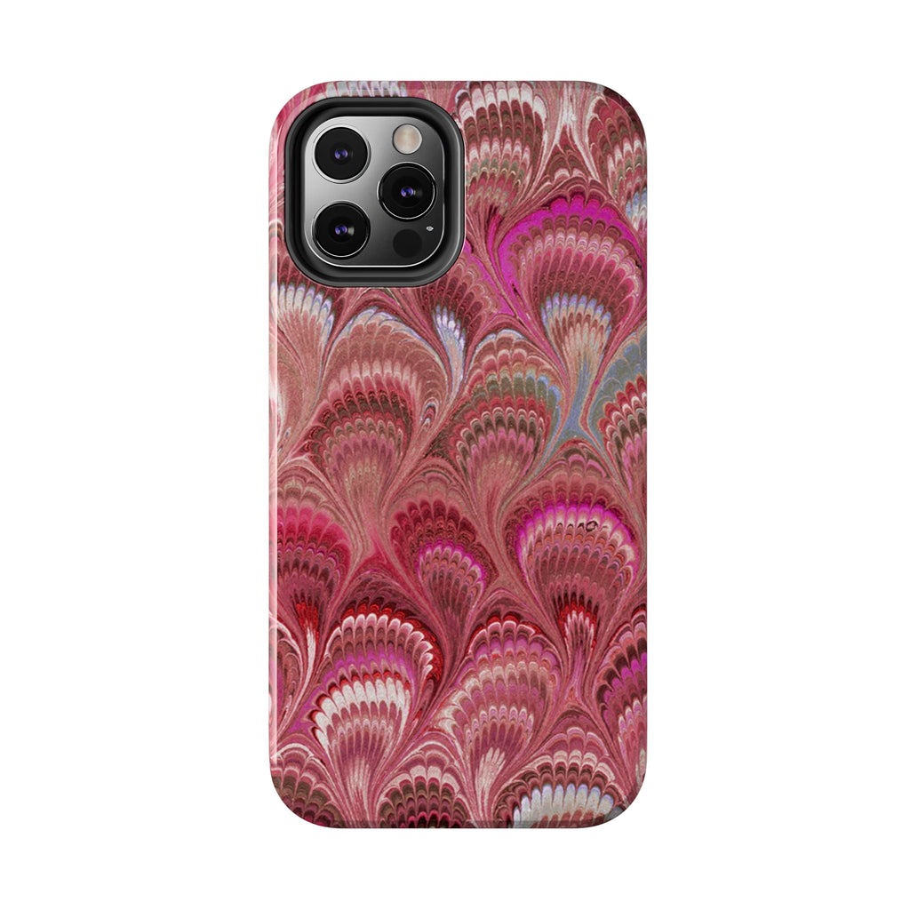 Pink Peacock Marble Italian Tough Phone Case — Durable Marbled Phone Case