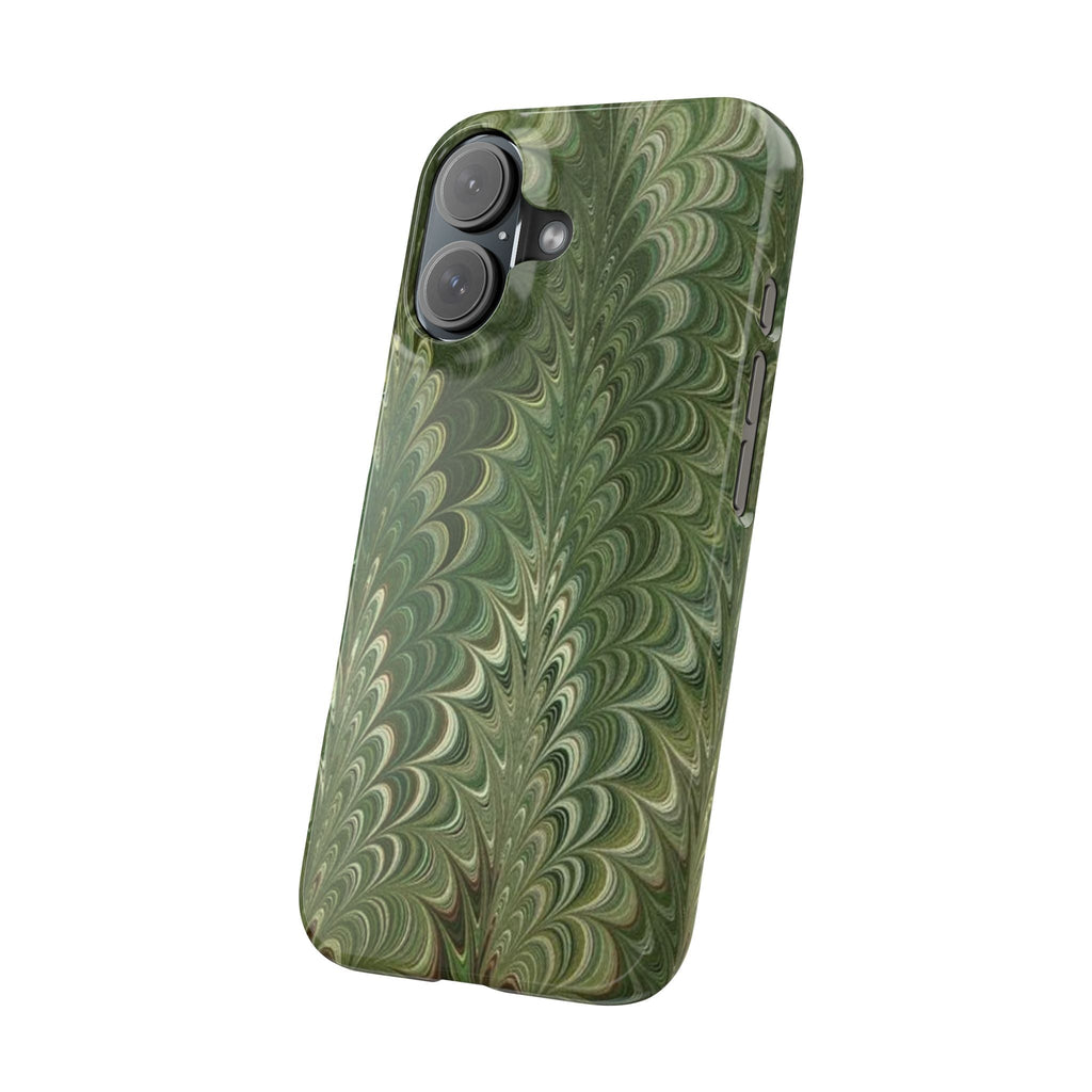 Deep Green Cheveron Marbled Phone Case - Single Layer Slim Case
