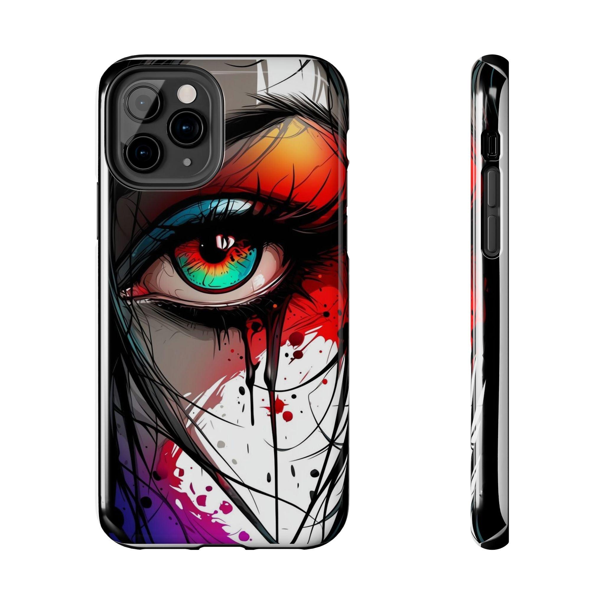 Girl Colorful Eye Painted Printed Tough Phone Case for iPhone & Samsung Galaxy - Artistic & Vibrant Design
