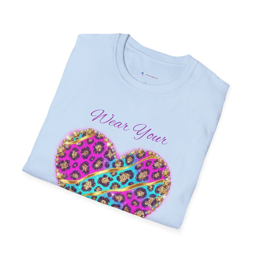 Heart Leopard Print T-Shirt - Wear Your Imagination - Colorful Animal Print Tee