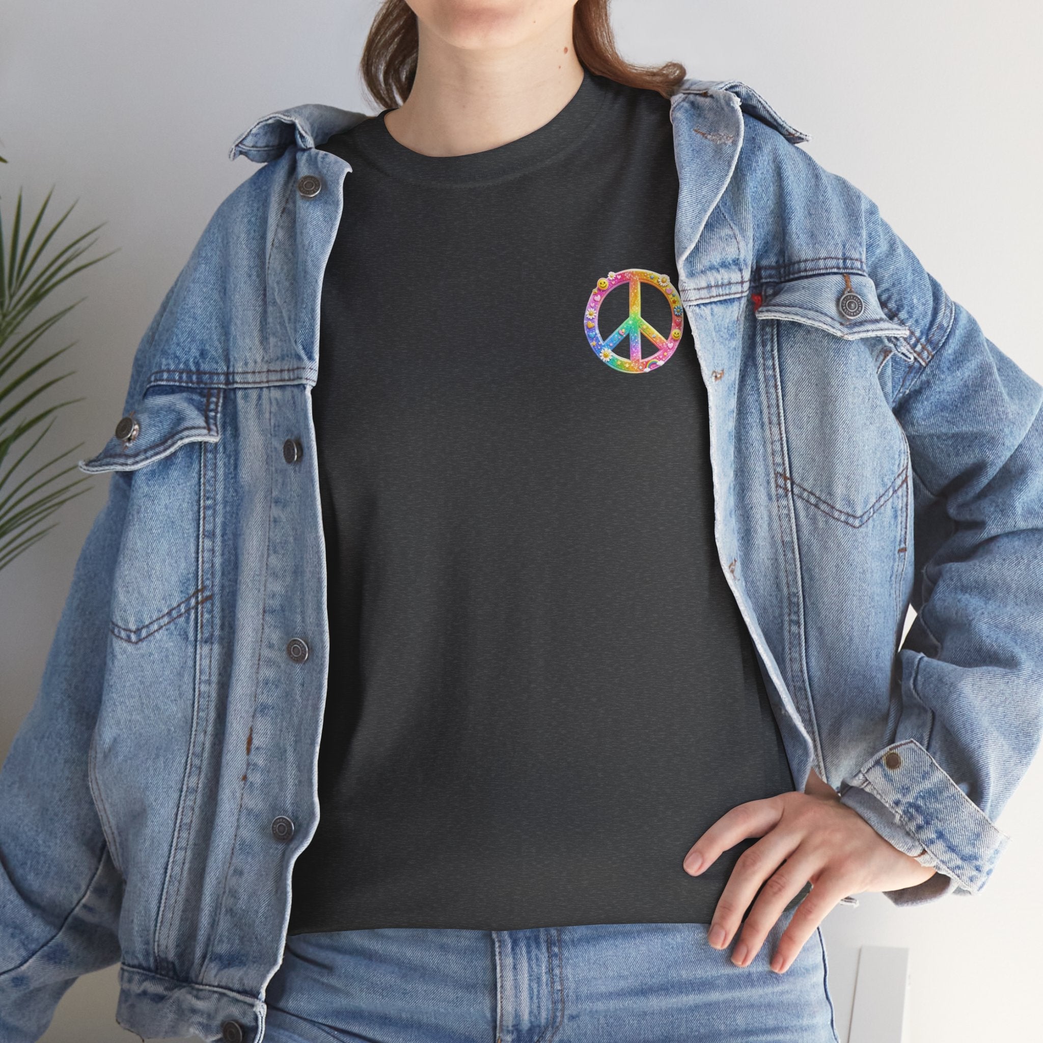 Peace Sign T-Shirt — Rainbow Smiley Hippie Tee