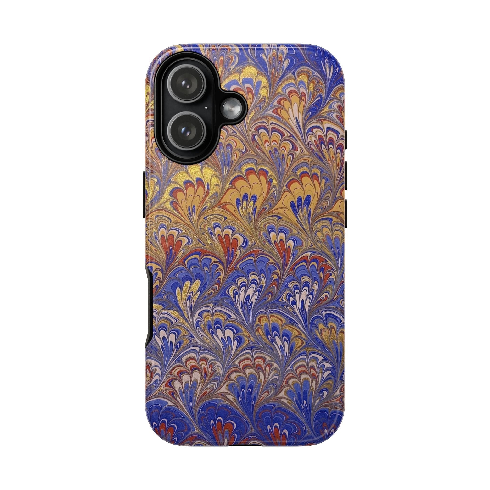 Lavender and Orange Marbled Peacock Durable - Dual Layer Phone Case