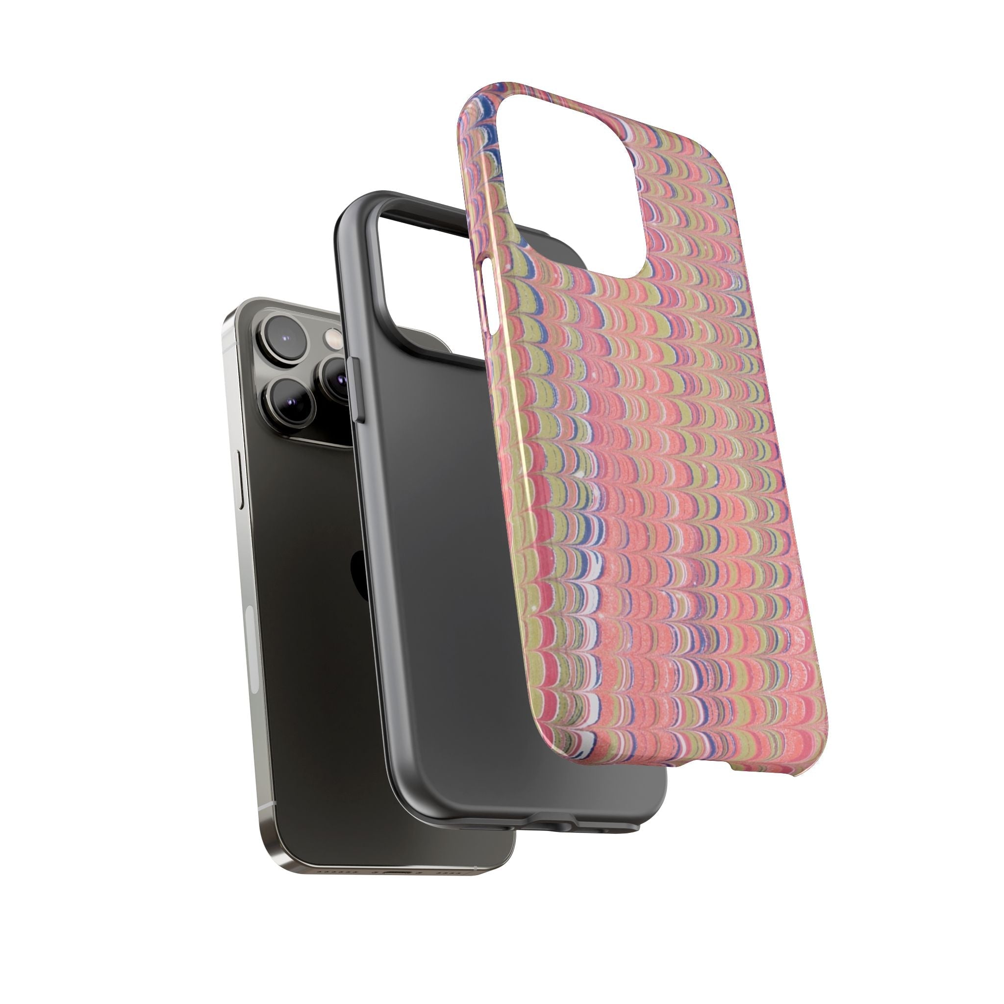 Pink Pastels Feather Marbled Vintage Design iPhone 16 + Samsung + Apple + Google - all models