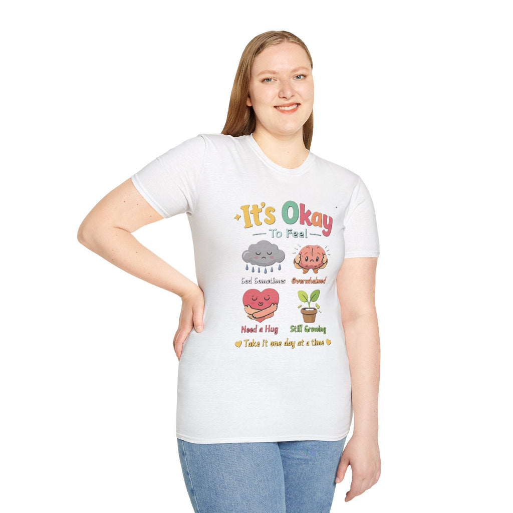 It's Okay to Feel Mental Health Awareness T-Shirt - Cute Supportive Self-Care Tee