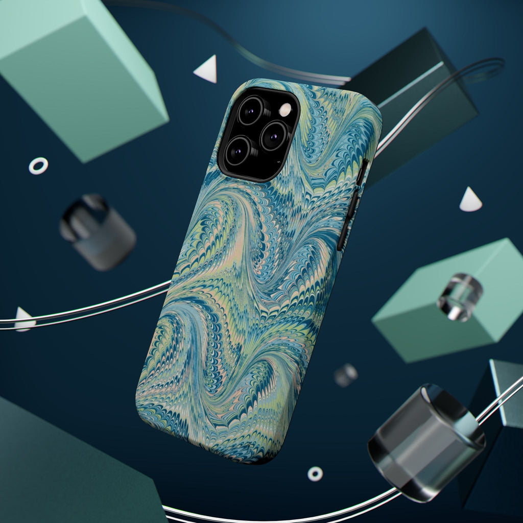 Aqua + Green Marble Phone Case - Impact-Resistant MAG SAFE - Dual Cover Design